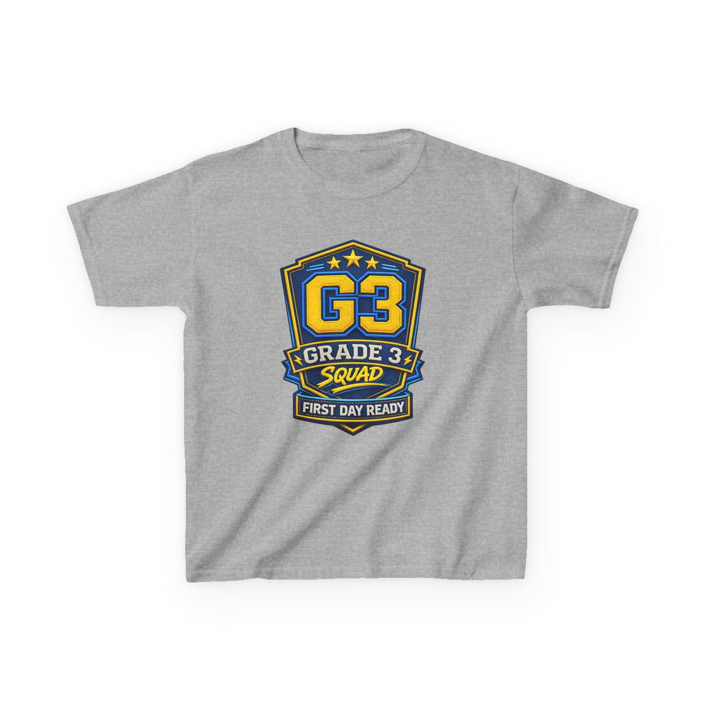 Grade 3 Squad Kids T‑Shirt — "G3 Grade 3 Squad: First Day Ready" Back‑to‑School Tee