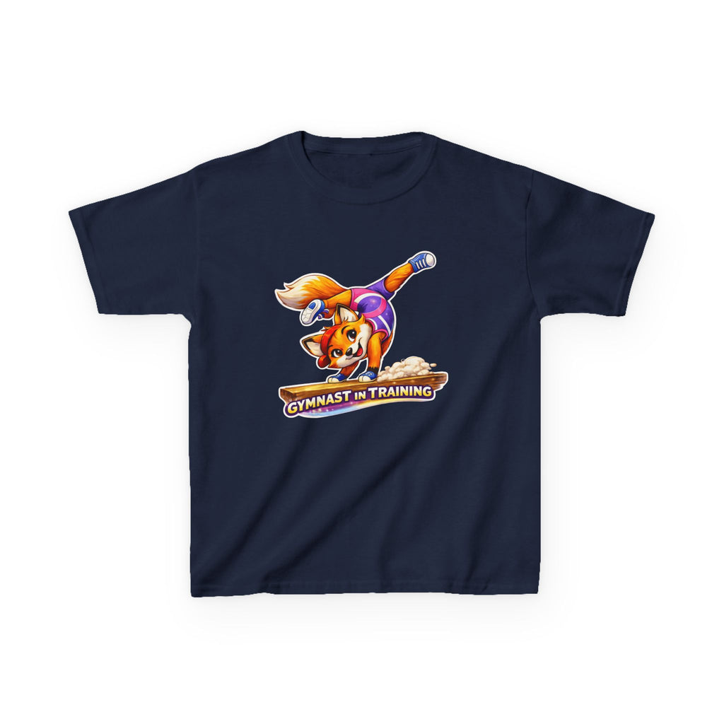 Kids Gymnastics T-Shirt — 'Gymnast in Training' Fox Cartoon Graphic Tee