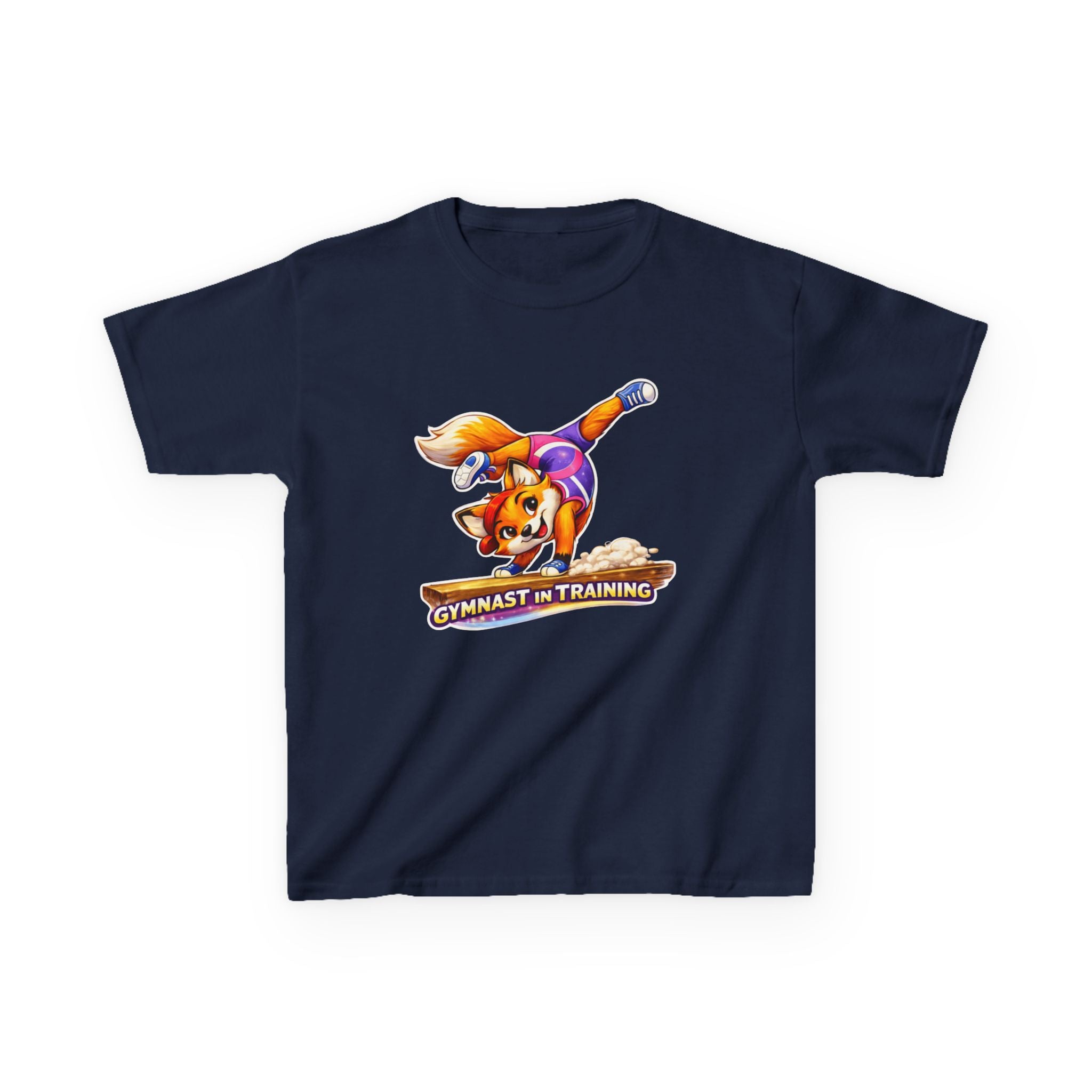 Kids Gymnastics T-Shirt — 'Gymnast in Training' Fox Cartoon Graphic Tee