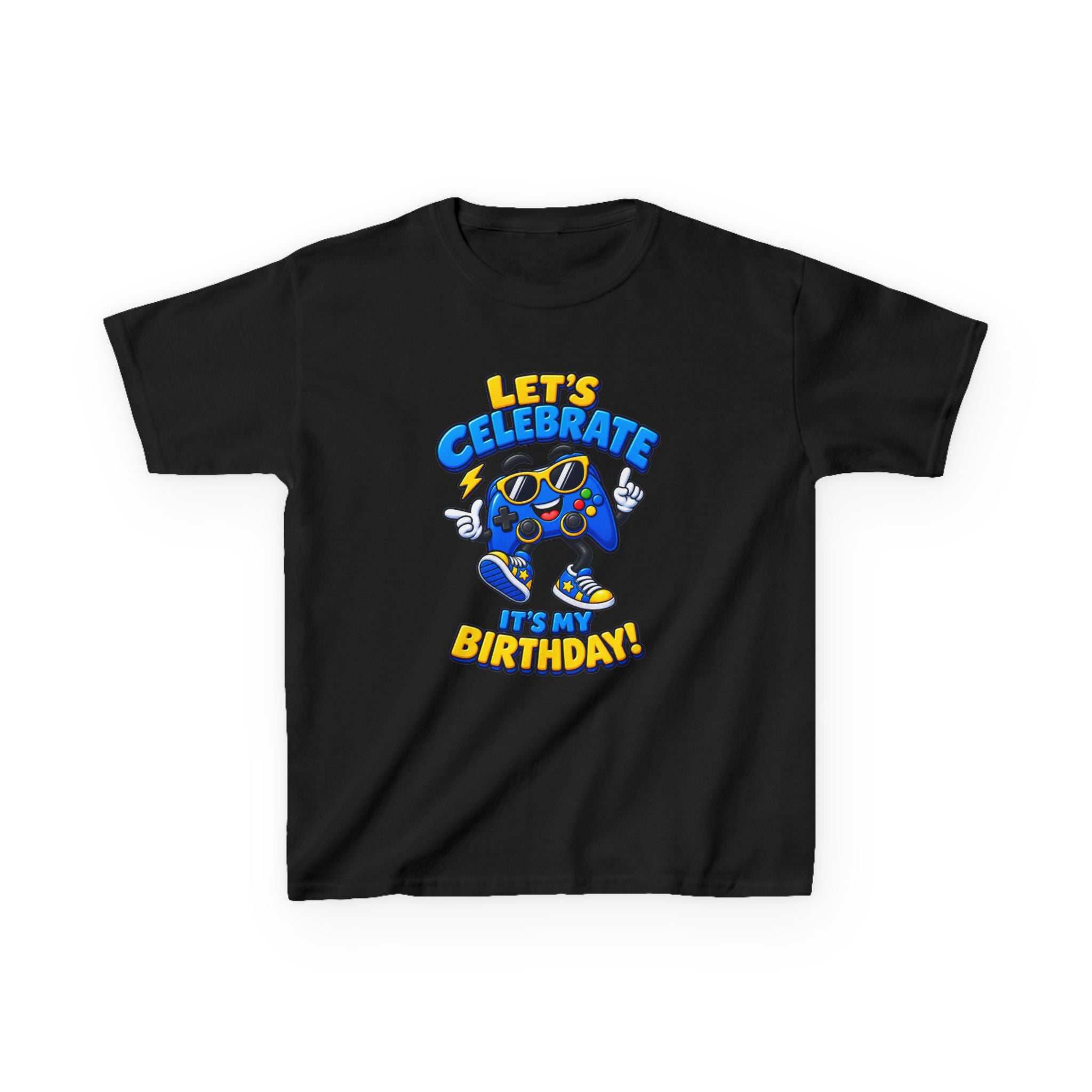 Kids Birthday T-Shirt — 'Let's Celebrate It's My Birthday!' Cartoon Party Graphic Tee