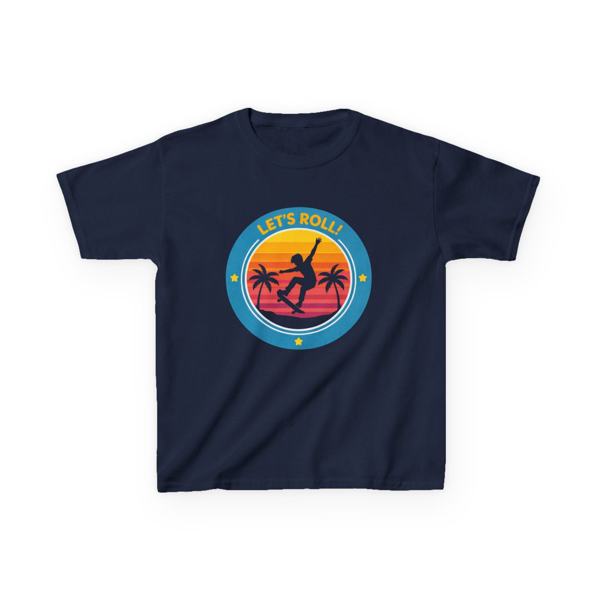 Kids Skateboard T-Shirt — 'Let’s Roll!' Retro Skater Graphic Tee