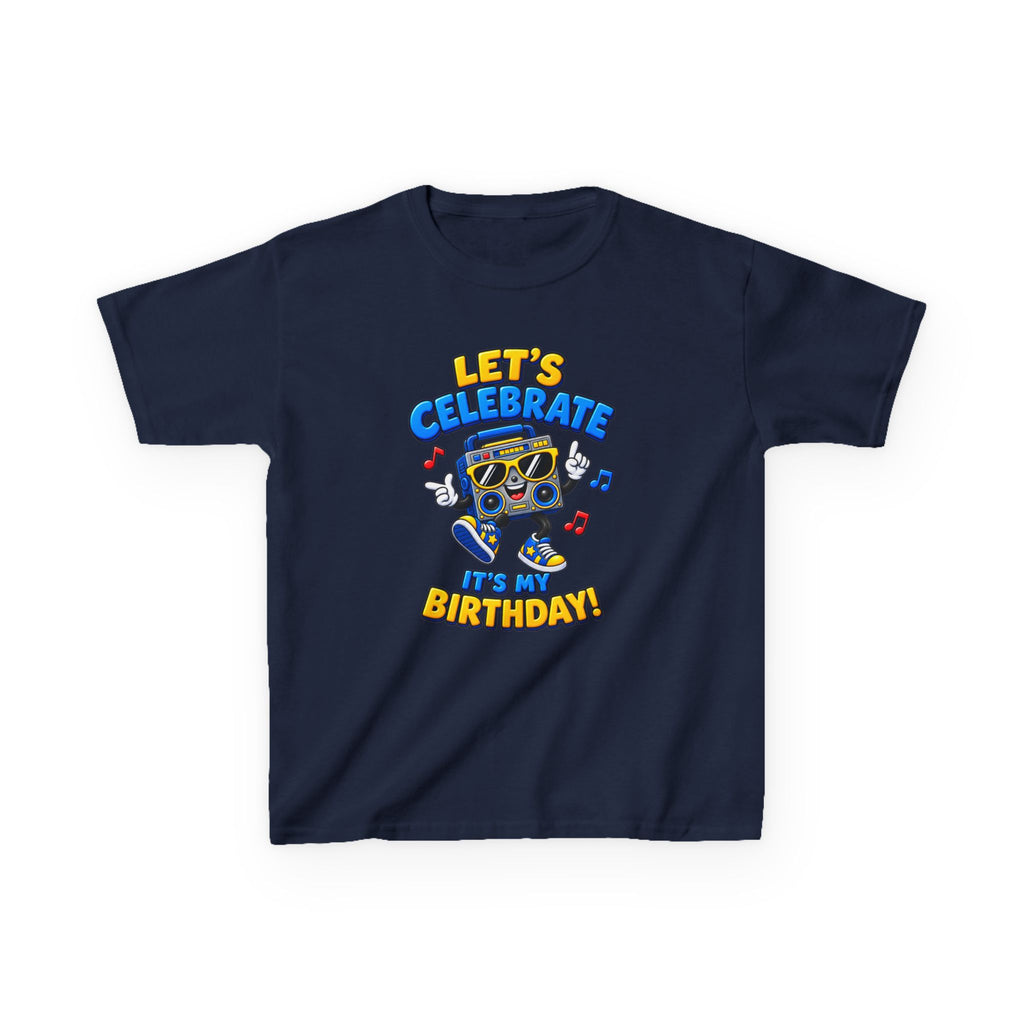 Kids Birthday T-Shirt — 'Let's Celebrate, It's My Birthday!' Fun Party  Boombox Graphic Tee