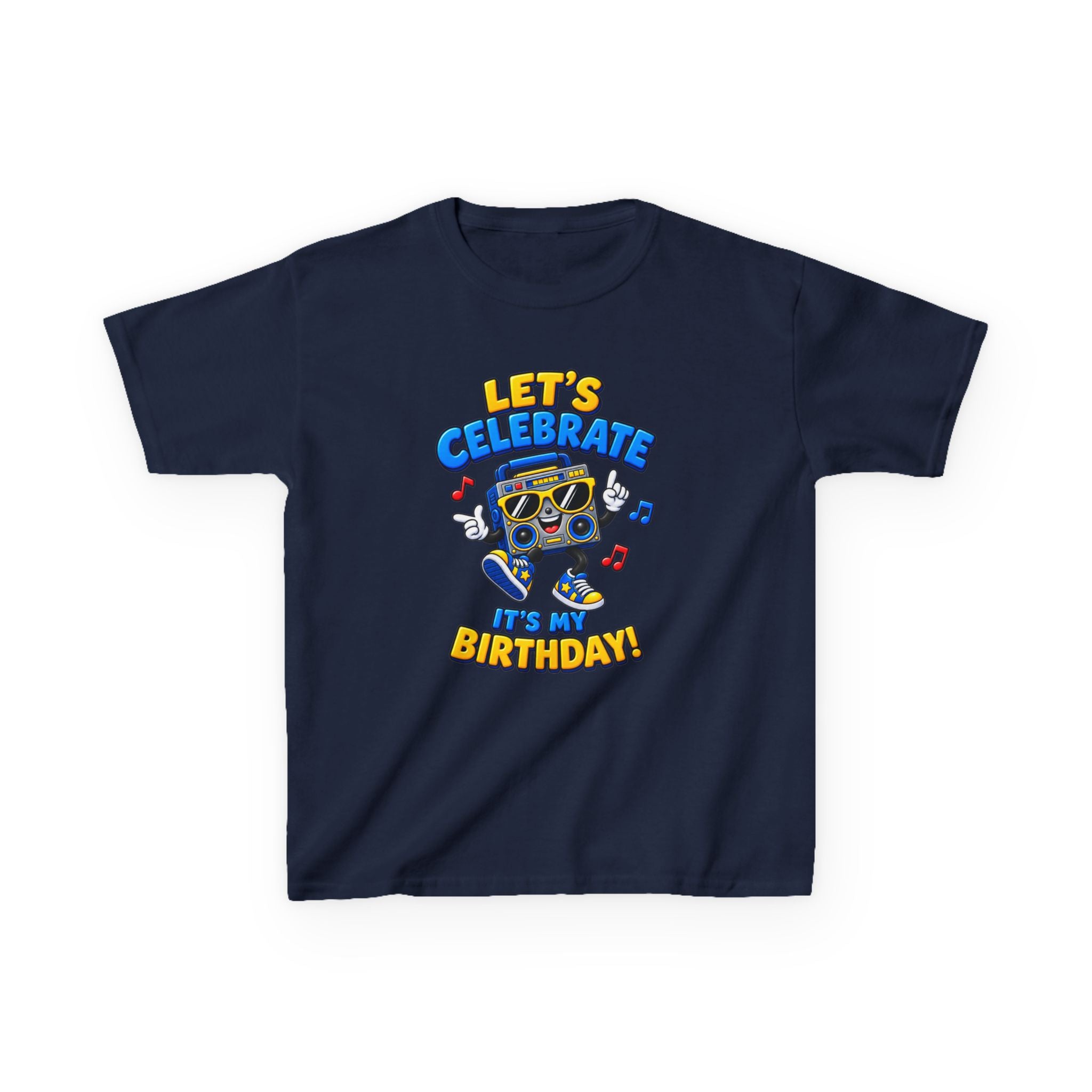 Kids Birthday T-Shirt — 'Let's Celebrate, It's My Birthday!' Fun Party  Boombox Graphic Tee
