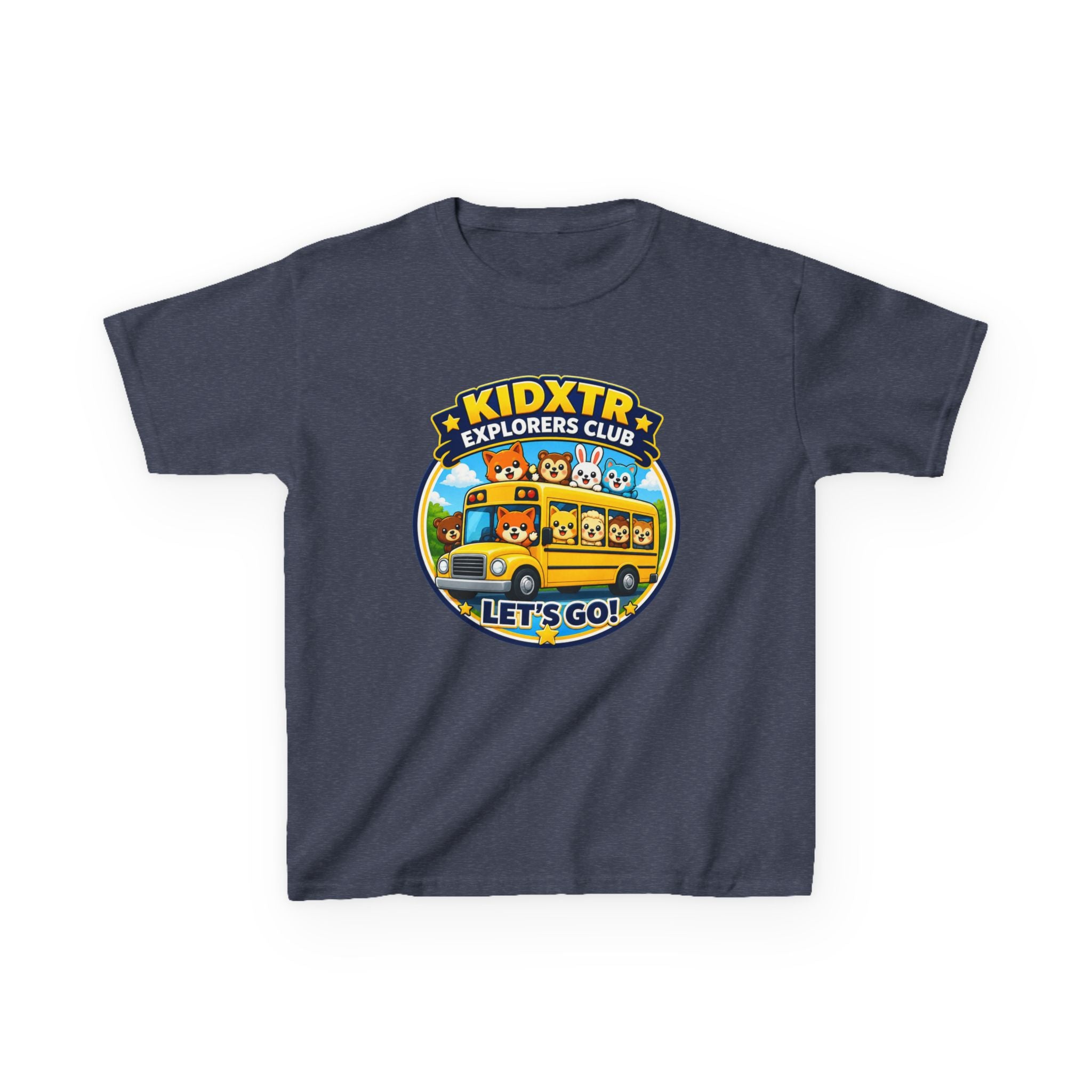 Kids School T-Shirt — 'Let’s Go!' KIDXTR Explorers Club Bus Graphic Tee
