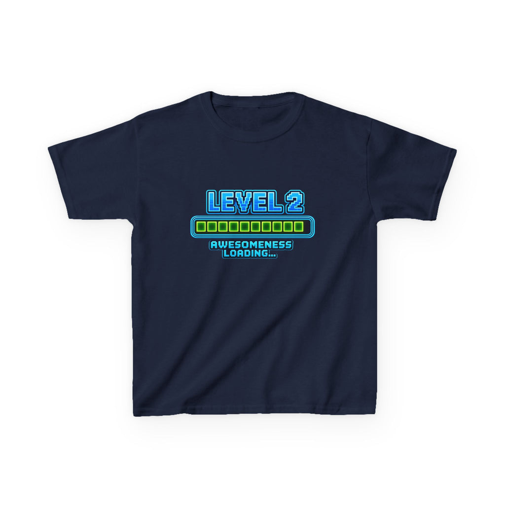 Kids Gaming T-Shirt — 'Level 2: Awesomeness Loading' Gamer Birthday Graphic Tee