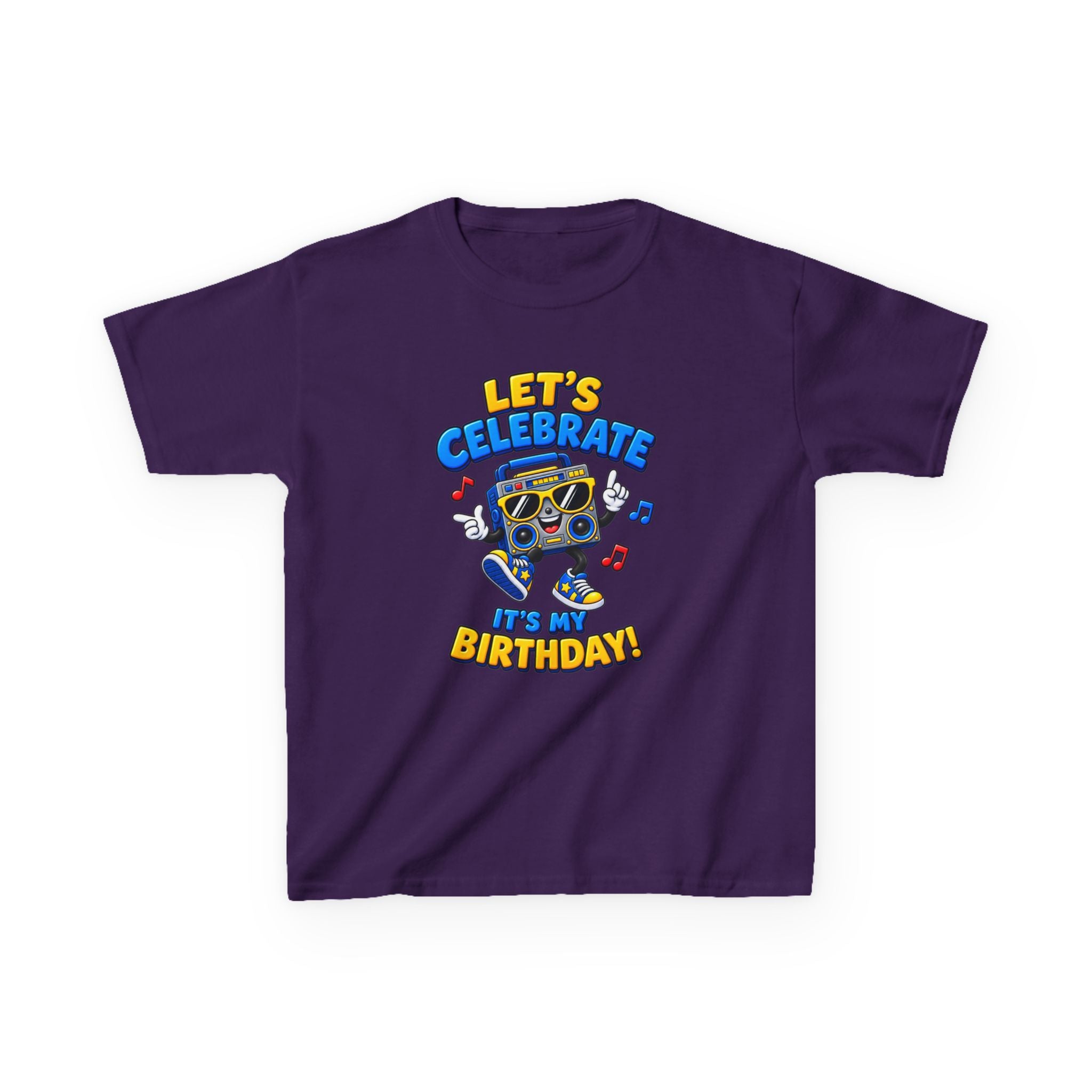 Kids Birthday T-Shirt — 'Let's Celebrate, It's My Birthday!' Fun Party  Boombox Graphic Tee