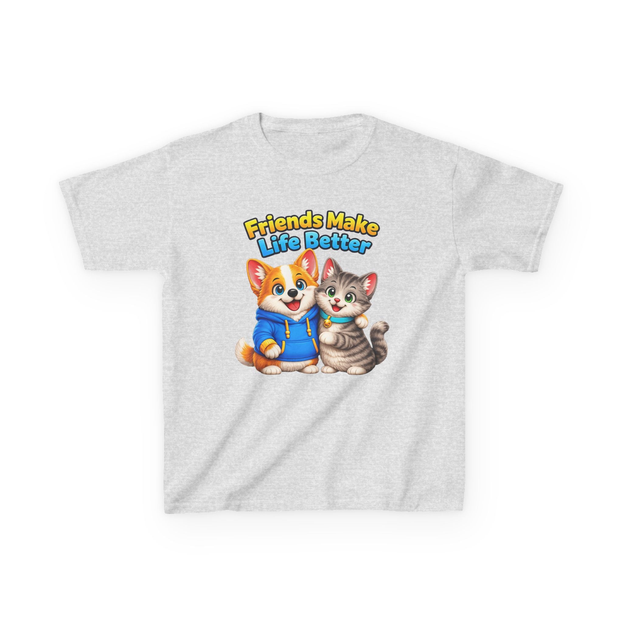 Kids Puppy & Kitten T-Shirt — 'Friends Make Life Better' Cute Friendship Graphic Tee