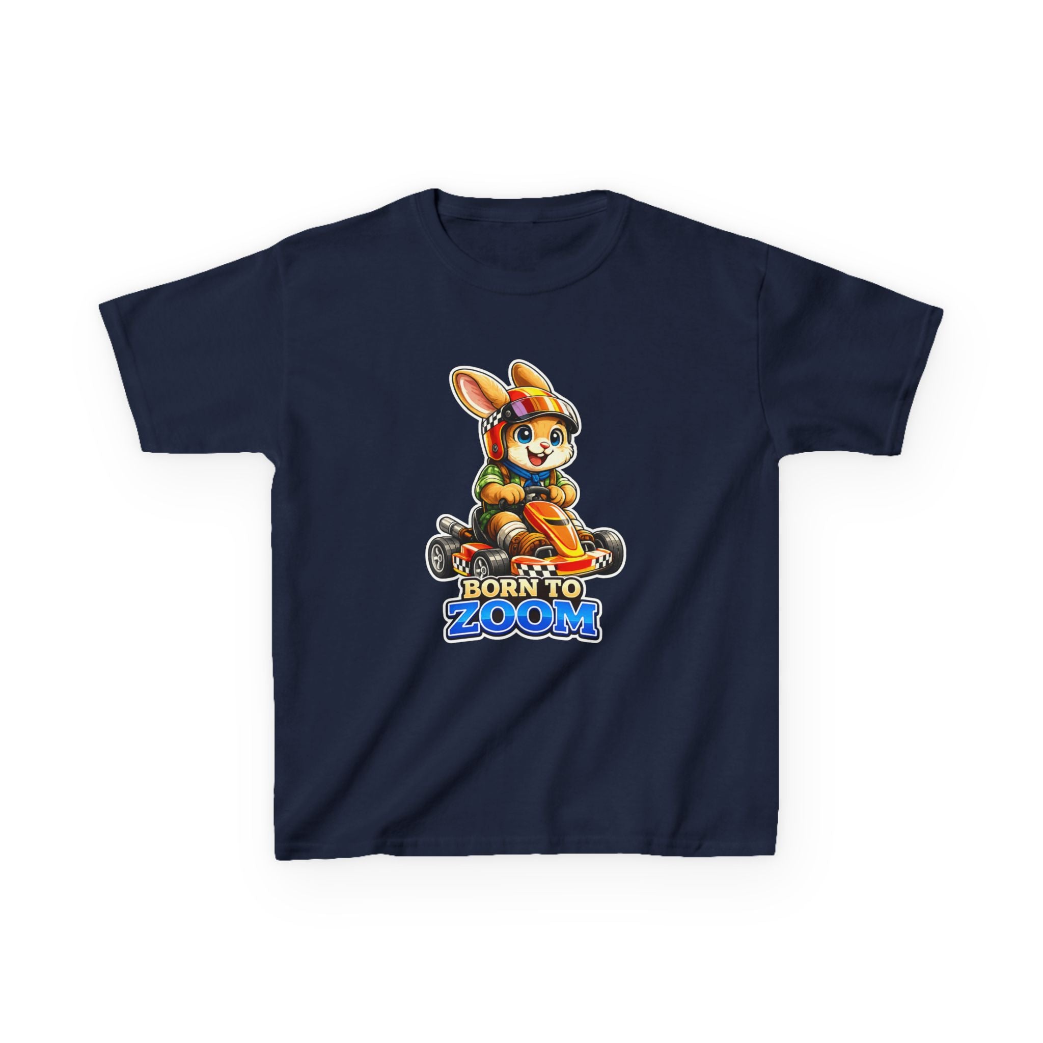 Kids Racing T-Shirt — 'Born to Zoom' Racing Bunny Graphic Tee