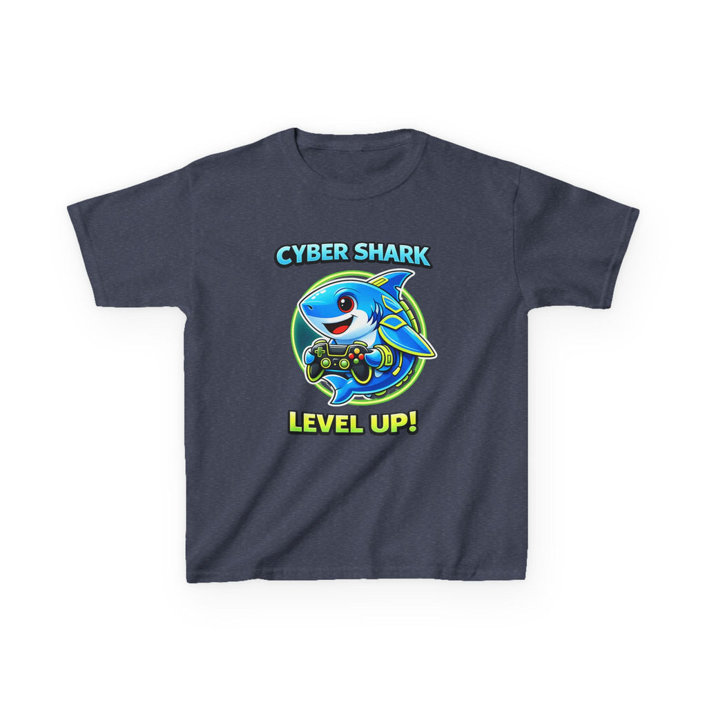 Kids Shark T-Shirt — 'Level Up' Gaming Graphic Tee