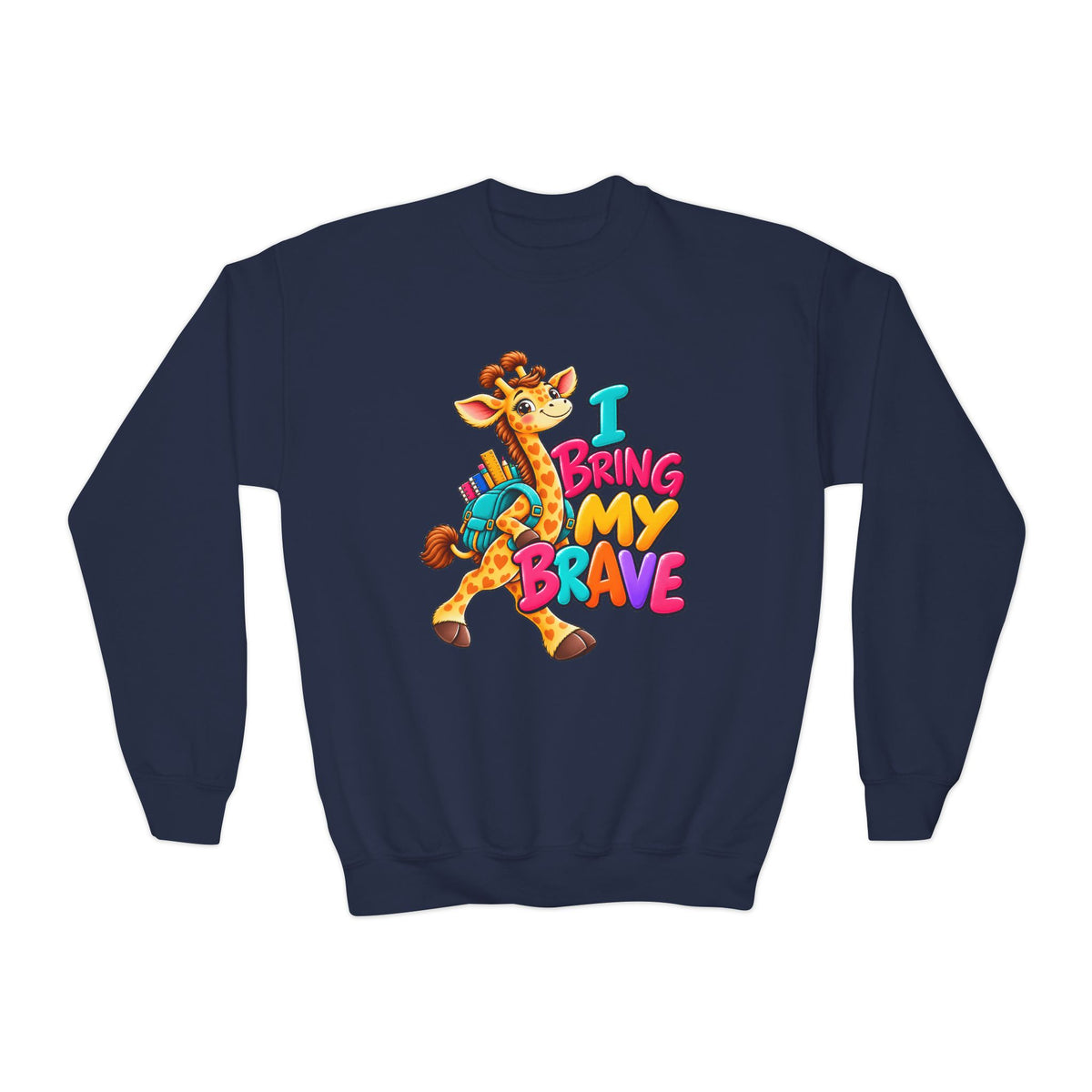 Kidxtr™ Kids Giraffe Sweatshirt — 'I Bring My Brave' Graphic Crewneck