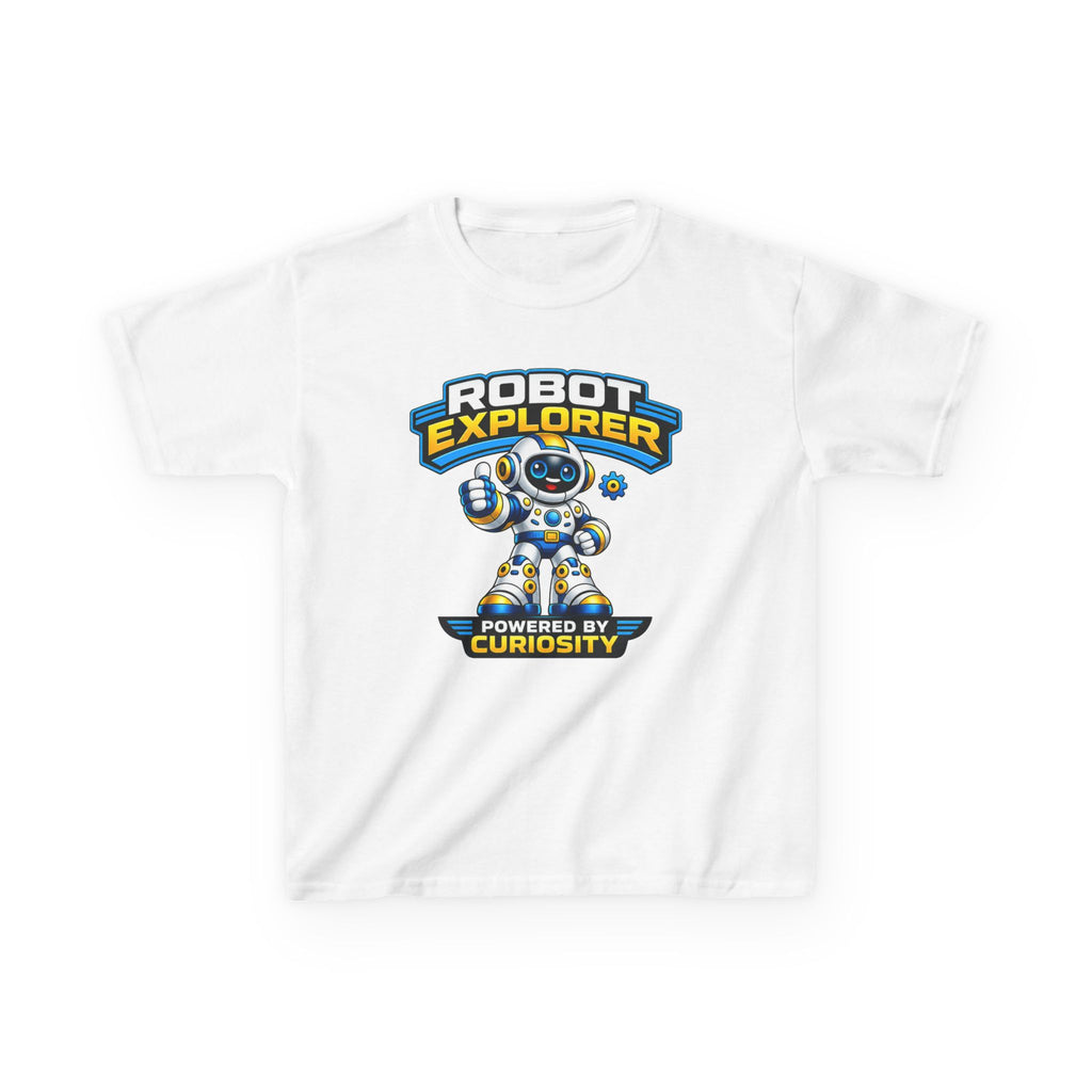 Robot Explorer Kids T‑Shirt — "Powered by Curiosity" Graphic Tee