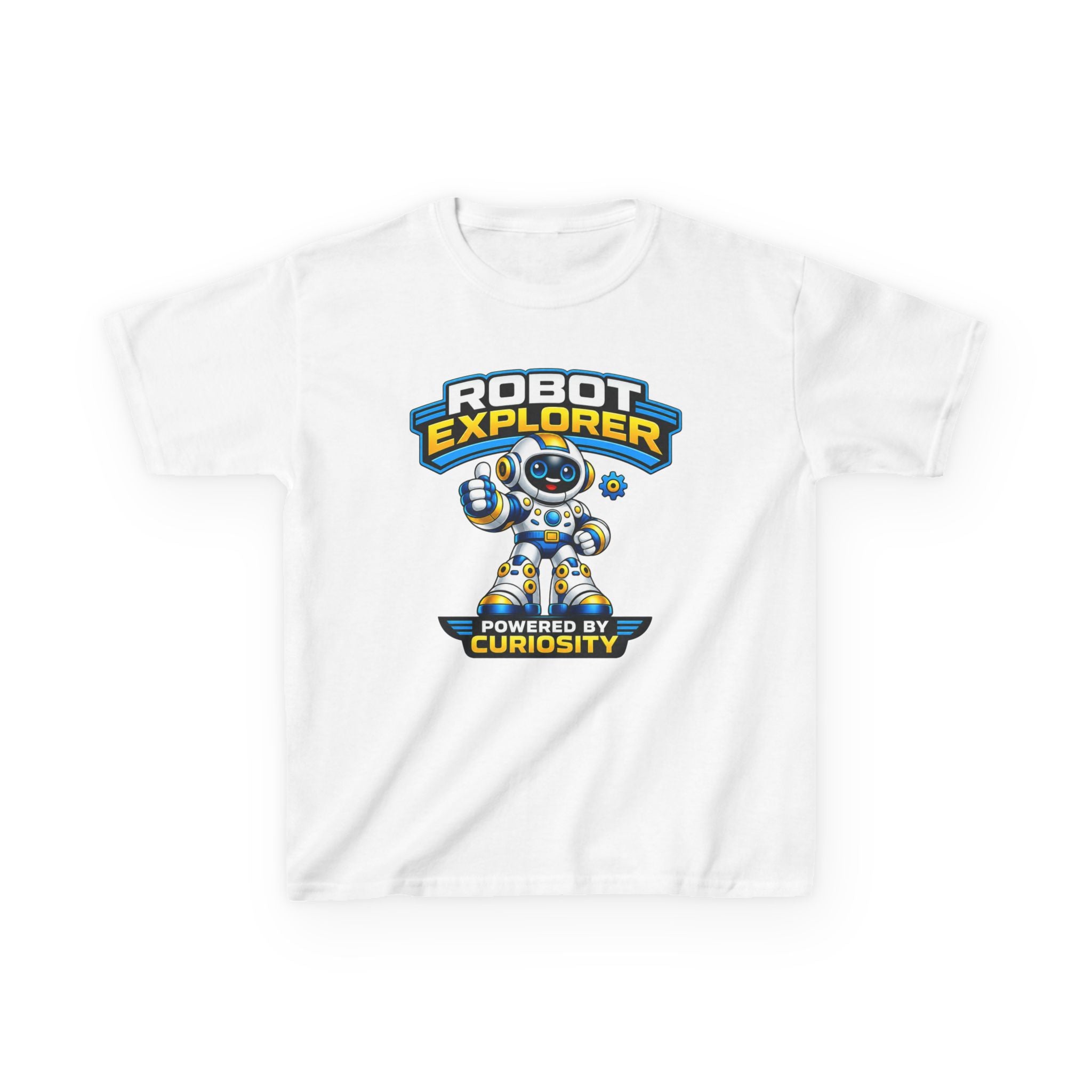 Robot Explorer Kids T‑Shirt — "Powered by Curiosity" Graphic Tee