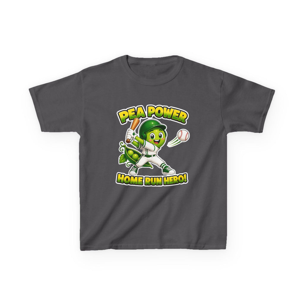 Kids Baseball T-Shirt — 'Pea Power Home Run Hero' Graphic Tee