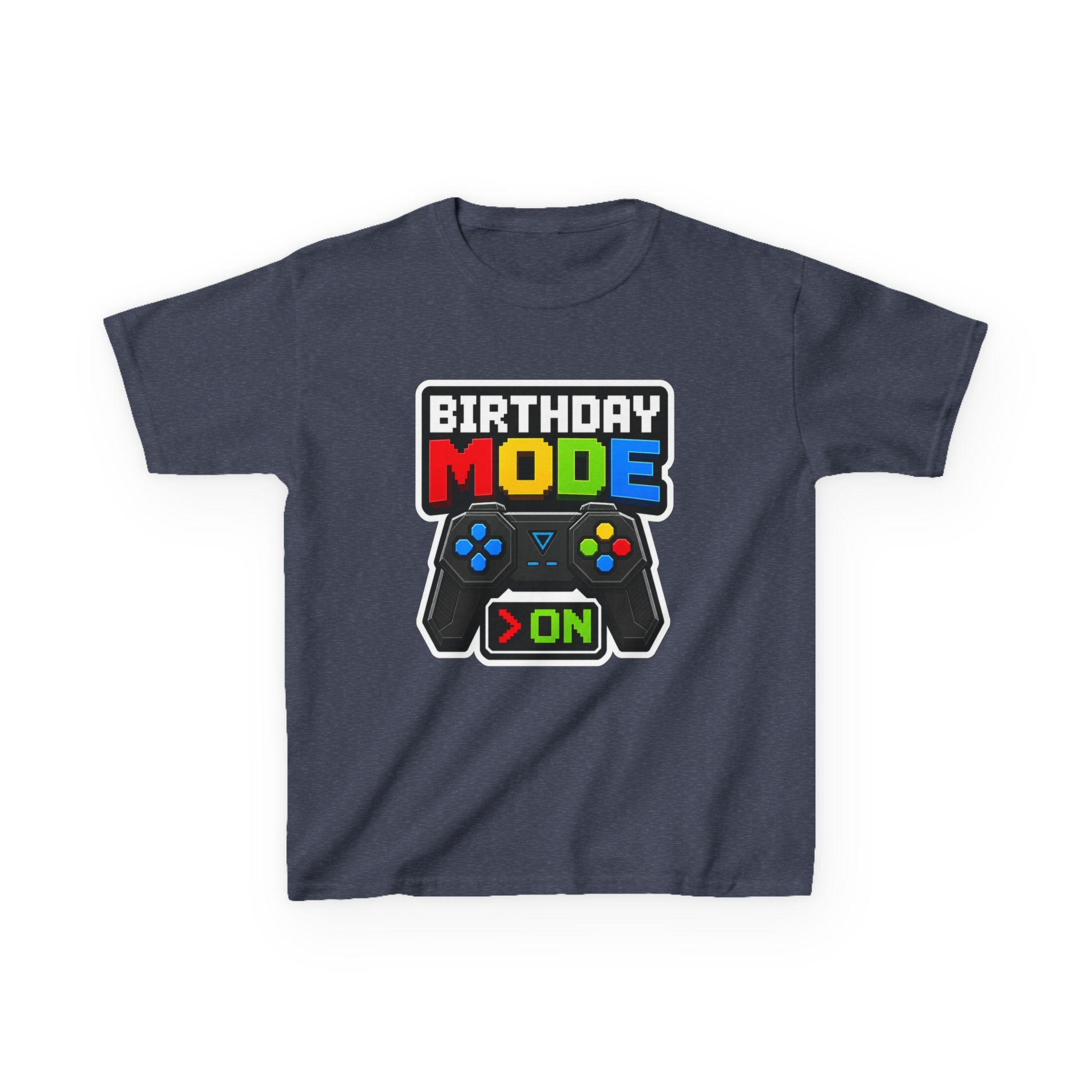 Kids Birthday T-Shirt — 'Birthday Mode On' Video Game Controller Graphic Tee