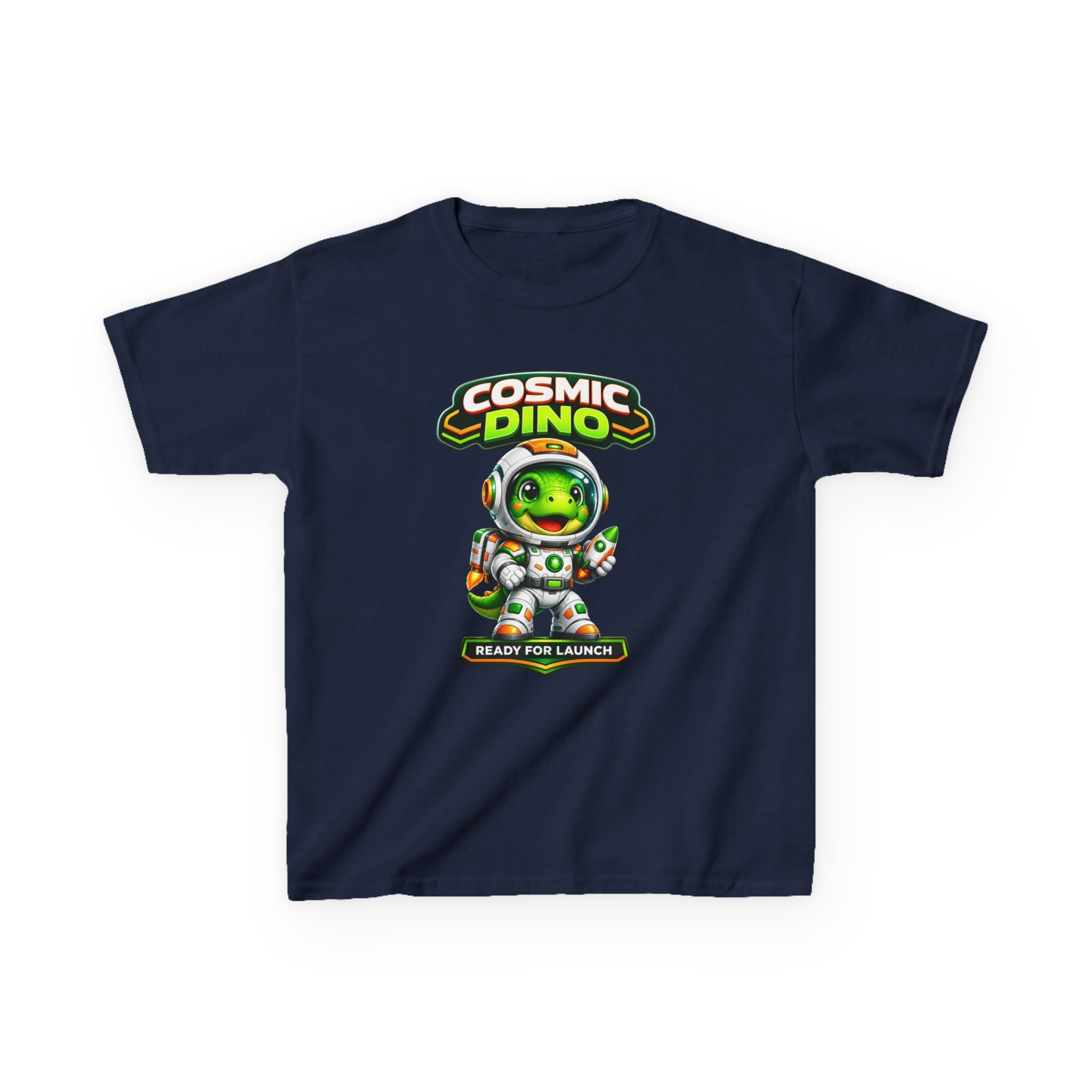 Kids Space T‑Shirt — 'Ready for Launch' Cosmic Dino Graphic Tee