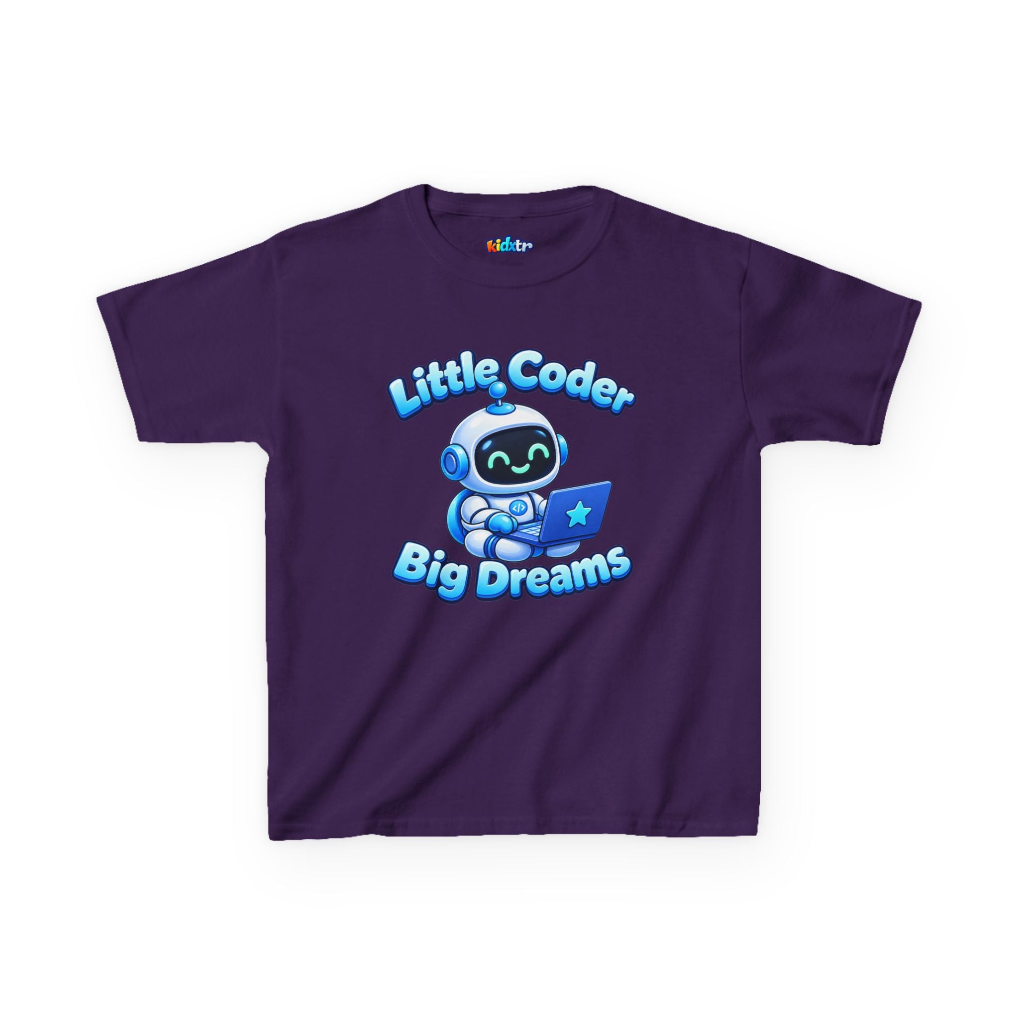 Kidxtr™ Kids Coder T-Shirt — 'Little Coder, Big Dreams' Robot Graphic Tee