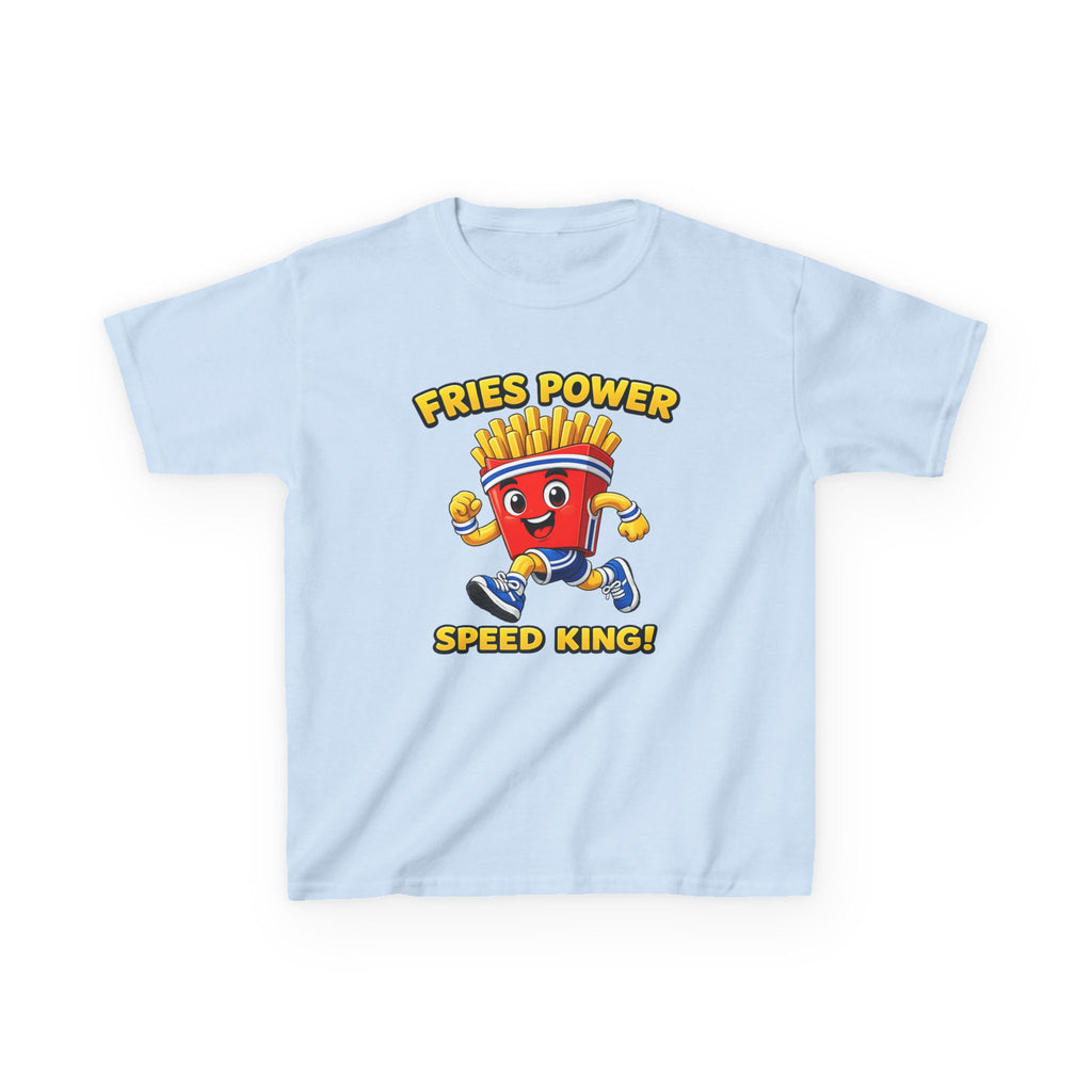 Kids French Fry T-Shirt — 'Fries Power Speed King' Funny Cartoon Graphic Tee