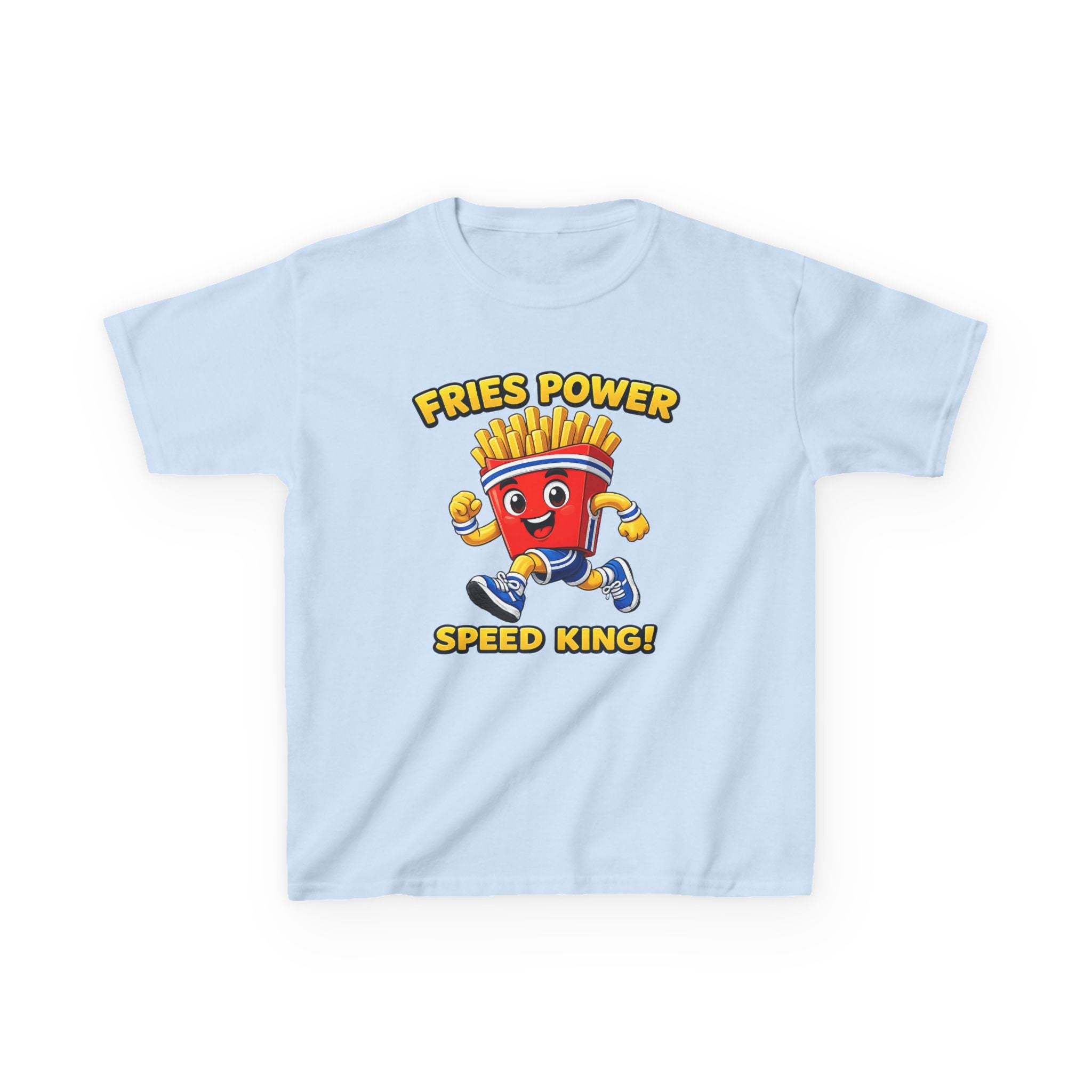 Kids French Fry T-Shirt — 'Fries Power Speed King' Funny Cartoon Graphic Tee