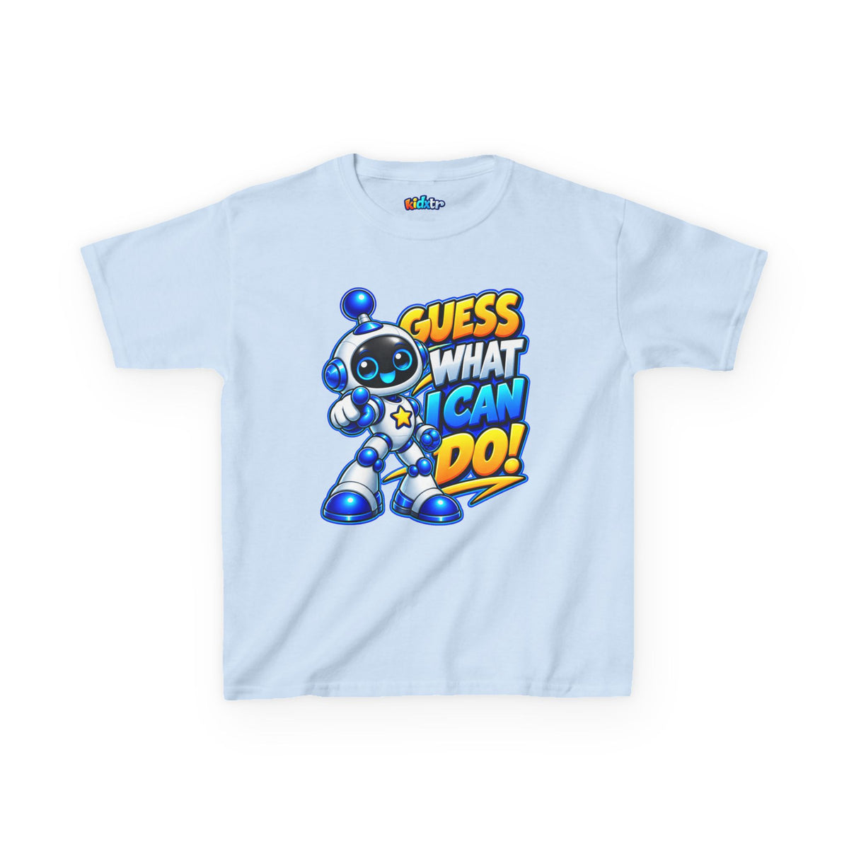 Kidxtr™ Kids Robot T-Shirt — 'Guess What I Can Do' Robot Graphic Tee