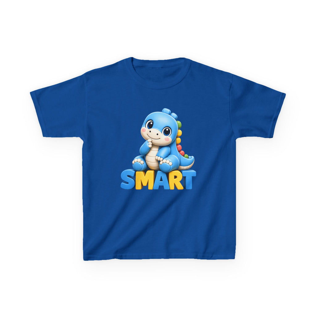 Kids Dinosaur T-Shirt — 'SMART' Blue Dino Graphic Tee