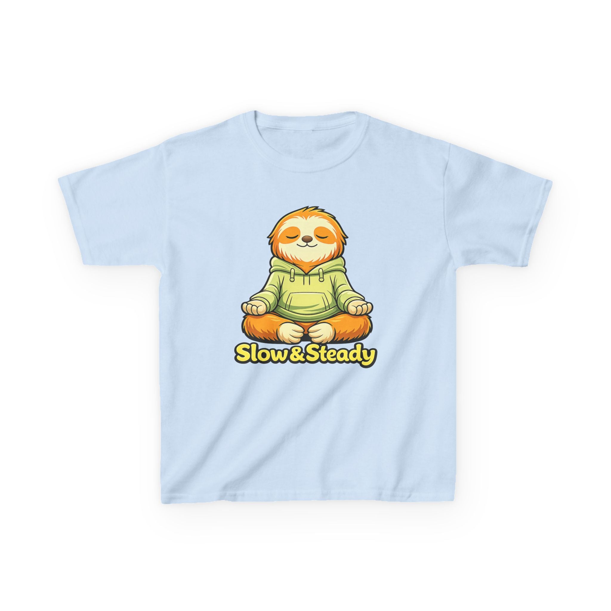 Kids Animal T-Shirt — 'Slow & Steady' Meditating Sloth Graphic Tee