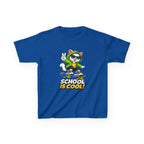 Kids School T-Shirt — 'School Is Cool' Skateboard Cat Graphic Tee