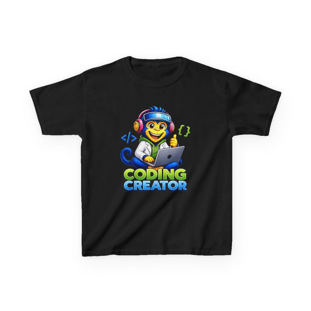 Kids Coding T-Shirt — 'Coding Creator' Cute Monkey Programmer Graphic Tee
