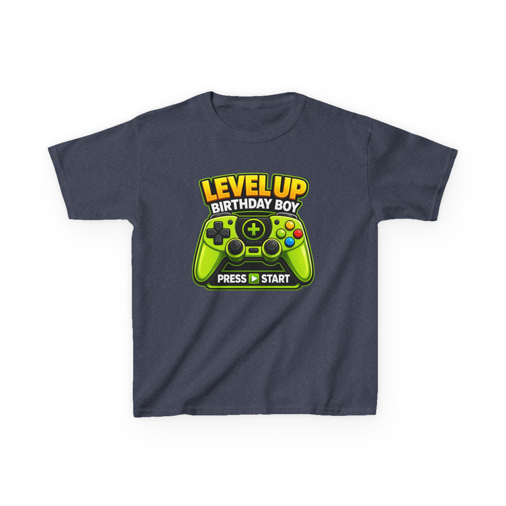 Kids Video Game T-Shirt — 'Level Up Birthday Boy' Game Controller Graphic Tee