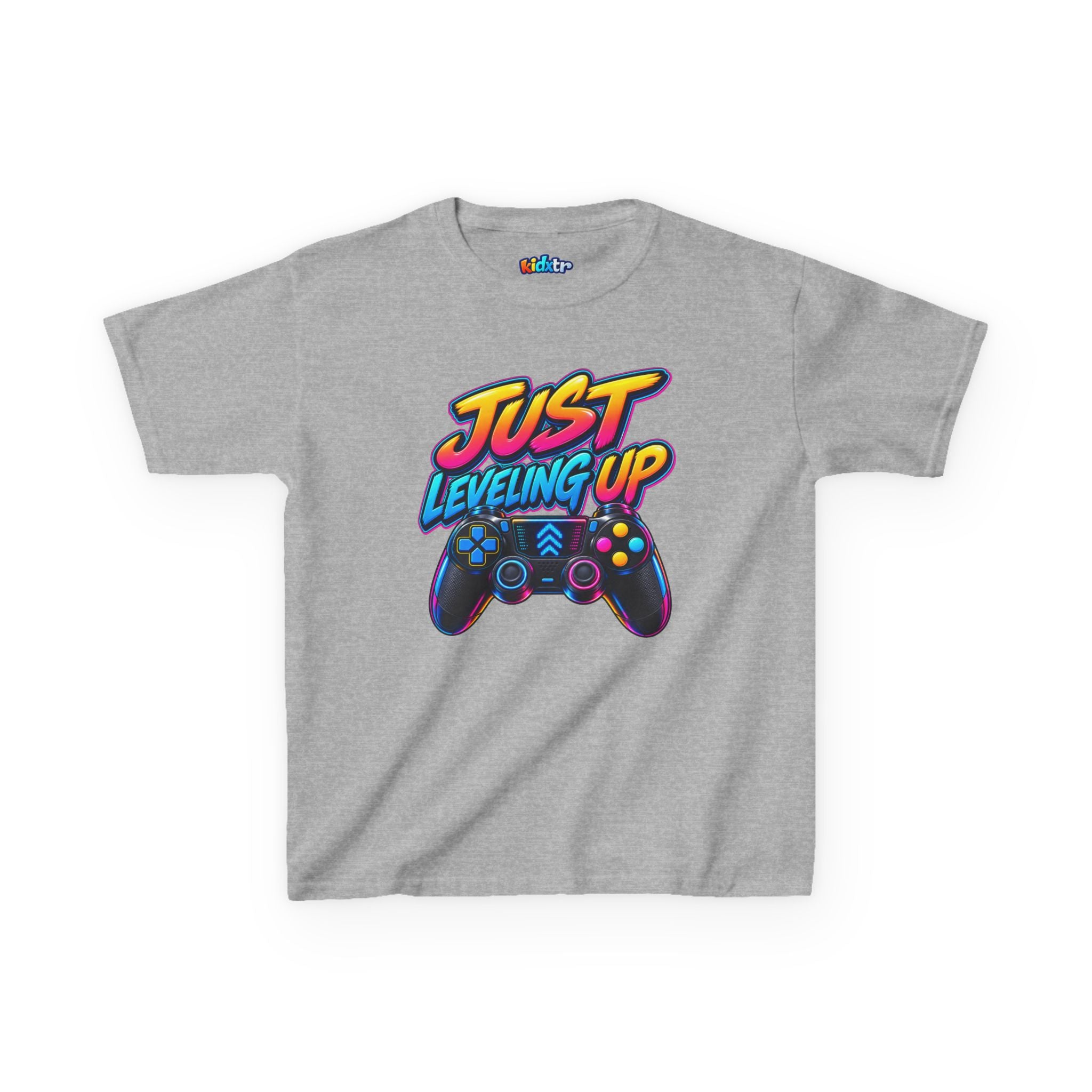 Kidxtr™ Kids Gaming T-Shirt — 'Just Leveling Up' Controller Graphic Tee