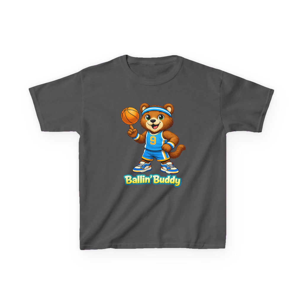 Kidxtr™ Kids Basketball T-Shirt — 'Ballin' Buddy' Cute Bear Basketball Graphic Tee
