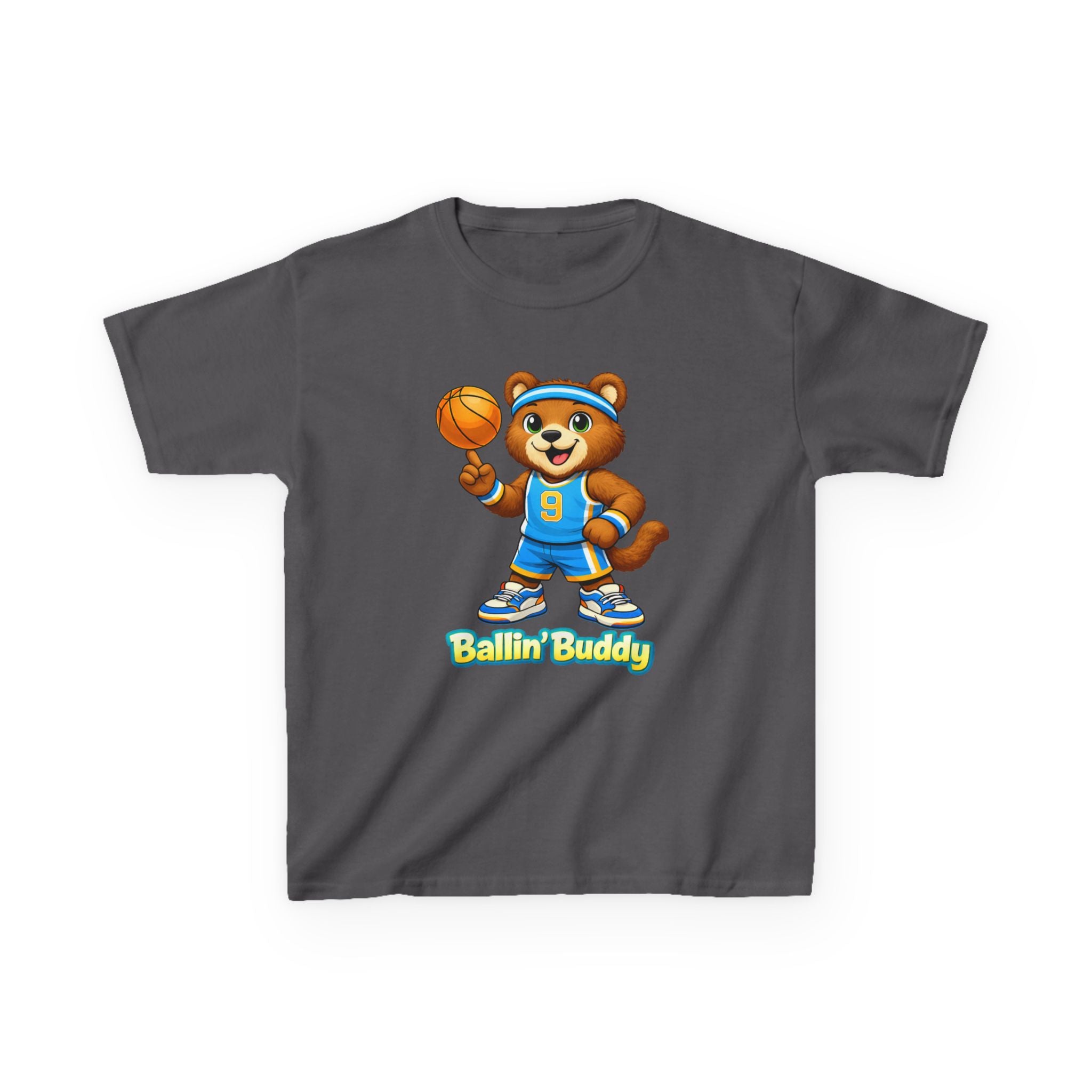 Kidxtr™ Kids Basketball T-Shirt — 'Ballin' Buddy' Cute Bear Basketball Graphic Tee