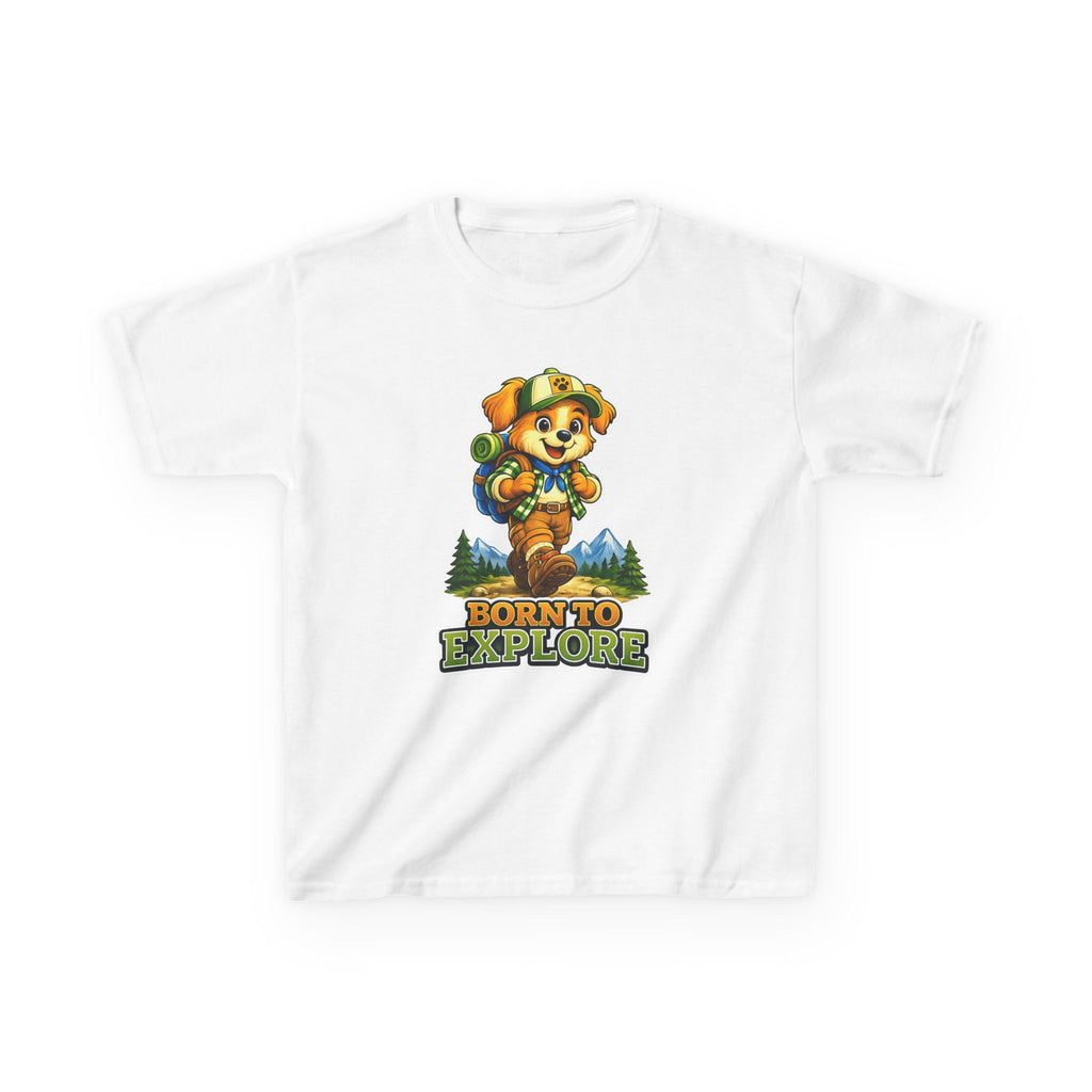 Kids Adventure T-Shirt — 'Born to Explore' Adventure Puppy Graphic Tee