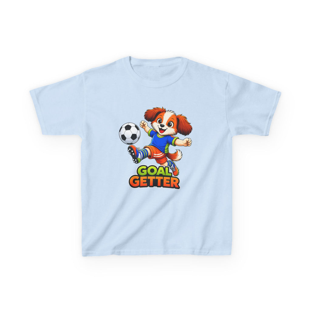 Kids Soccer T-Shirt — 'Goal Getter' Cute Puppy Soccer Graphic Tee