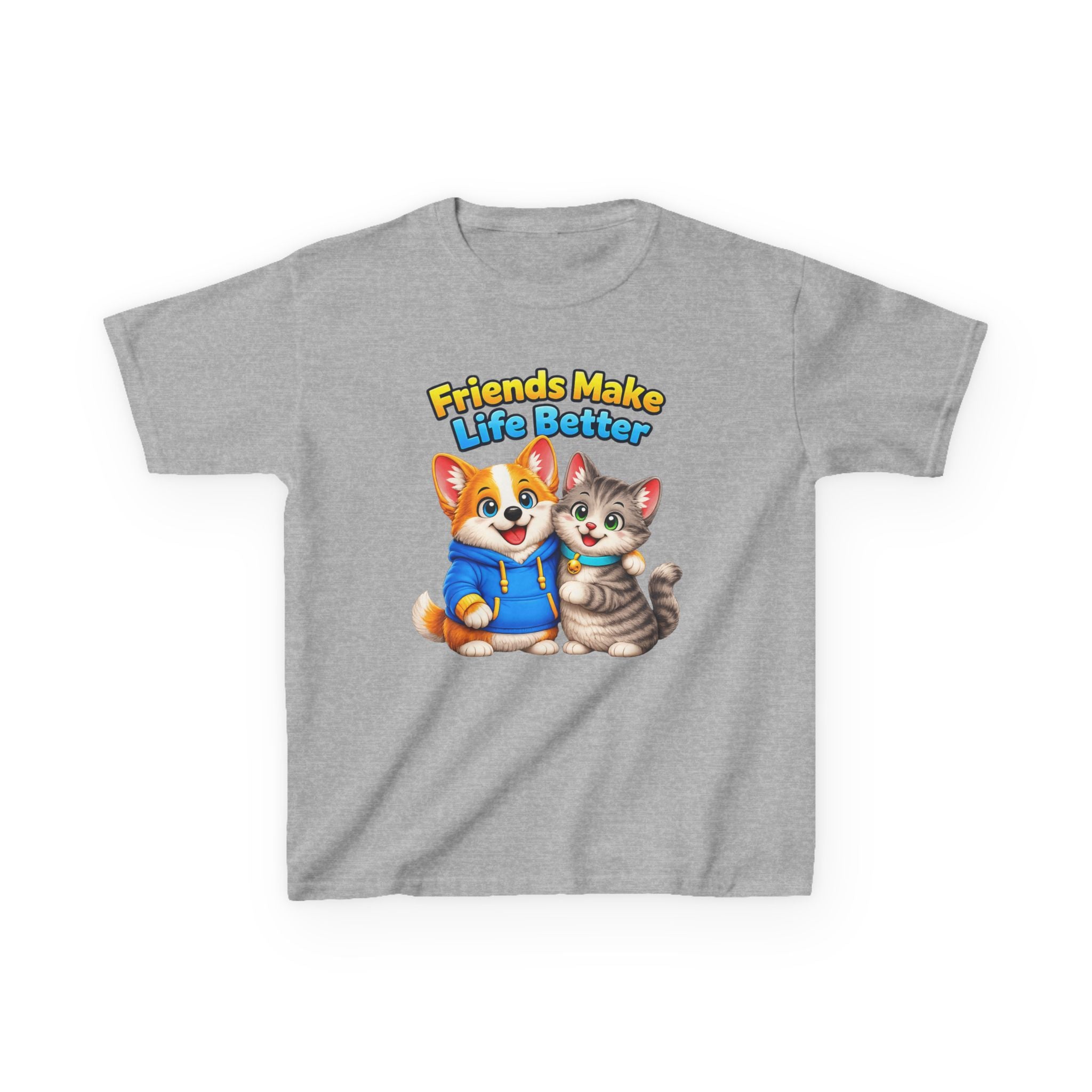 Kids Puppy & Kitten T-Shirt — 'Friends Make Life Better' Cute Friendship Graphic Tee