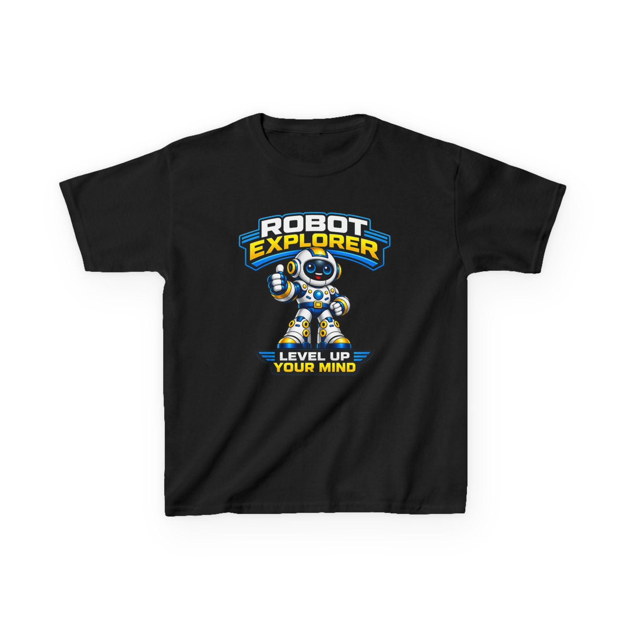 Kids T-Shirt – Robot Explorer 'Level Up Your Mind' Graphic Tee