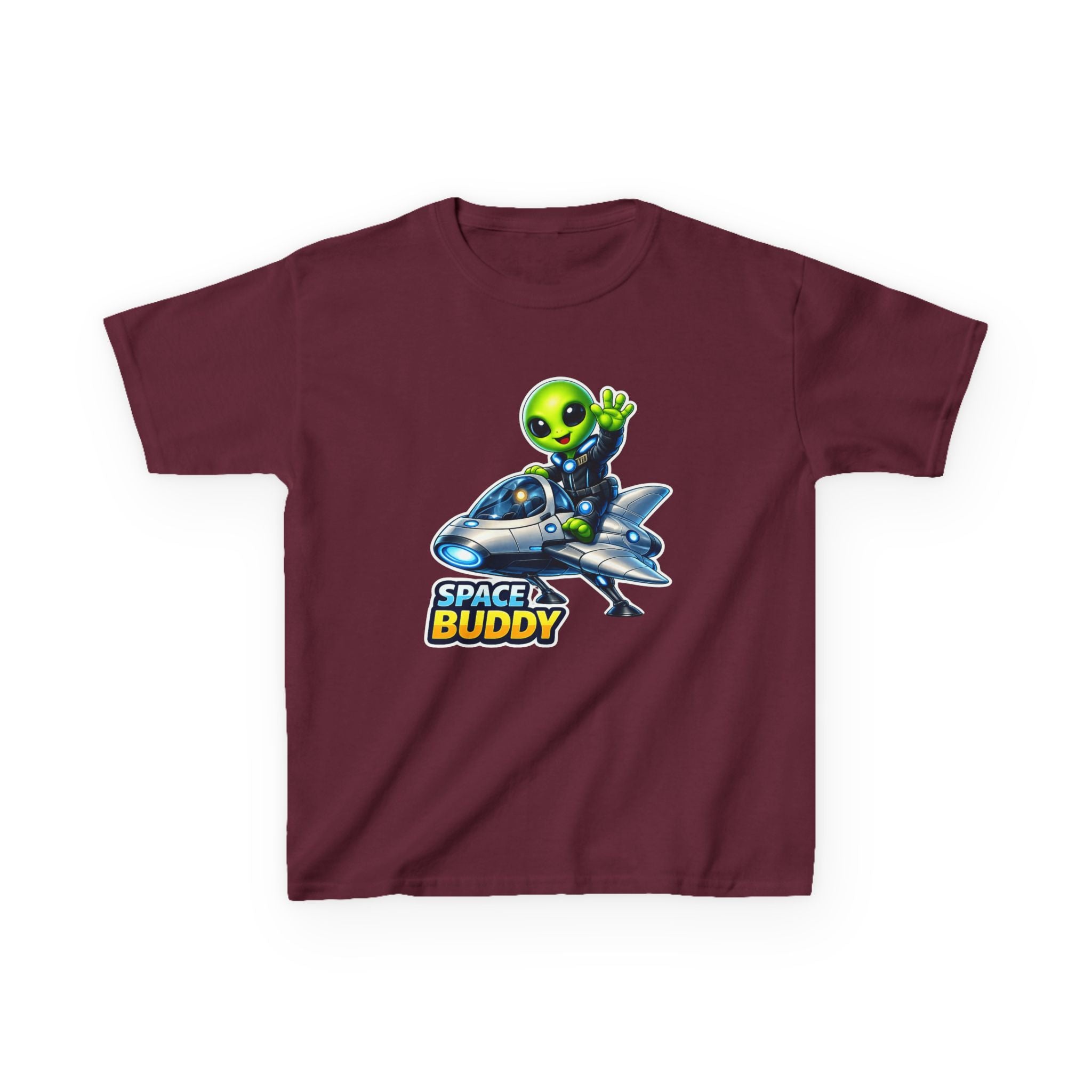Kids Space Buddy T‑Shirt — Cute Alien in Rocket Tee for Boys & Girls
