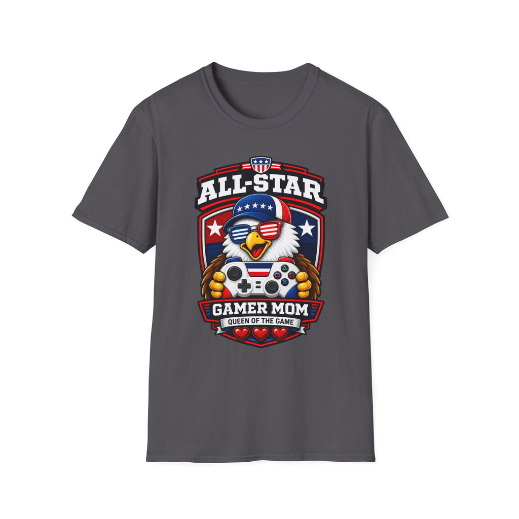 All-Star Gamer Mom T-Shirt — Patriotic Eagle Gaming Graphic Tee