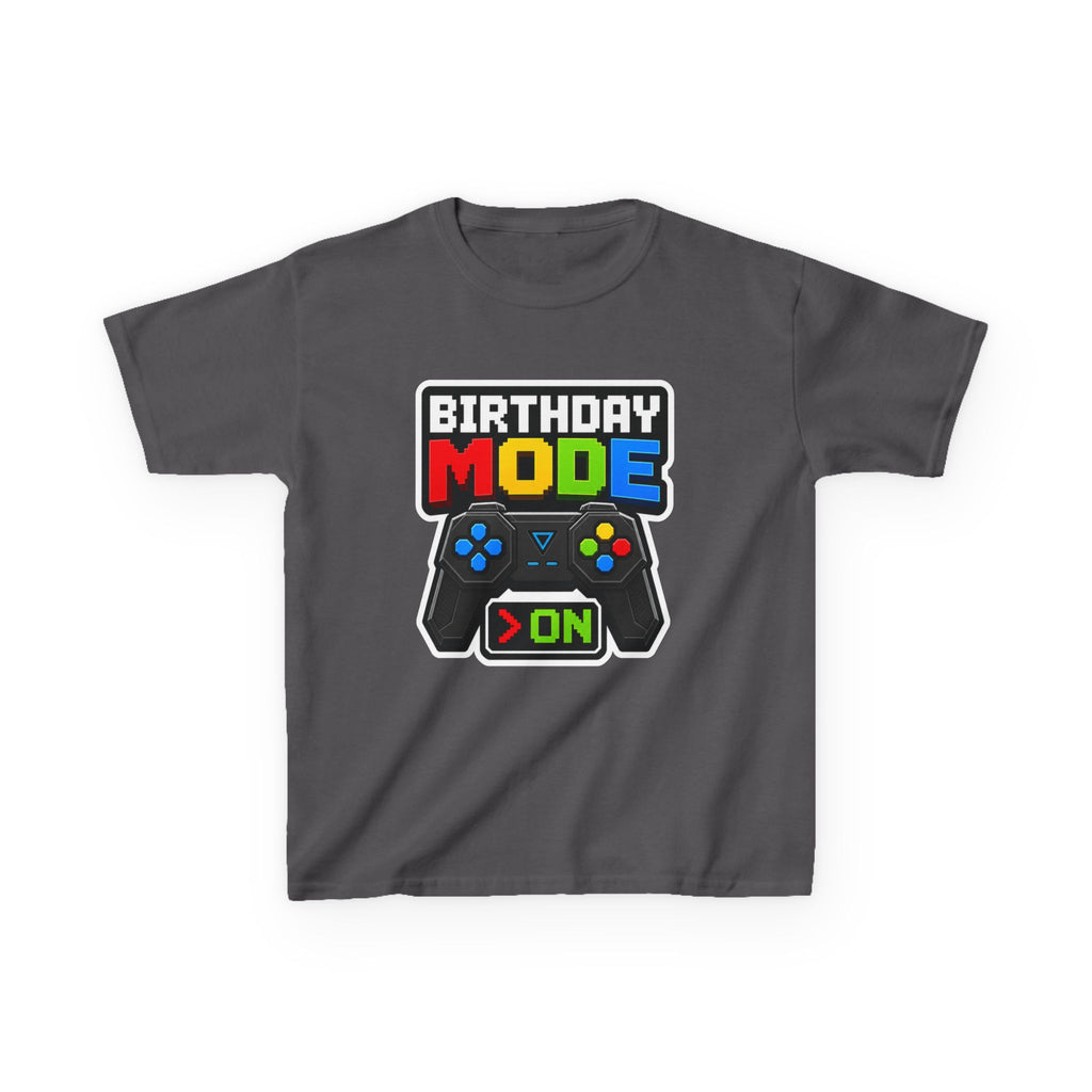 Kids Birthday T-Shirt — 'Birthday Mode On' Video Game Controller Graphic Tee