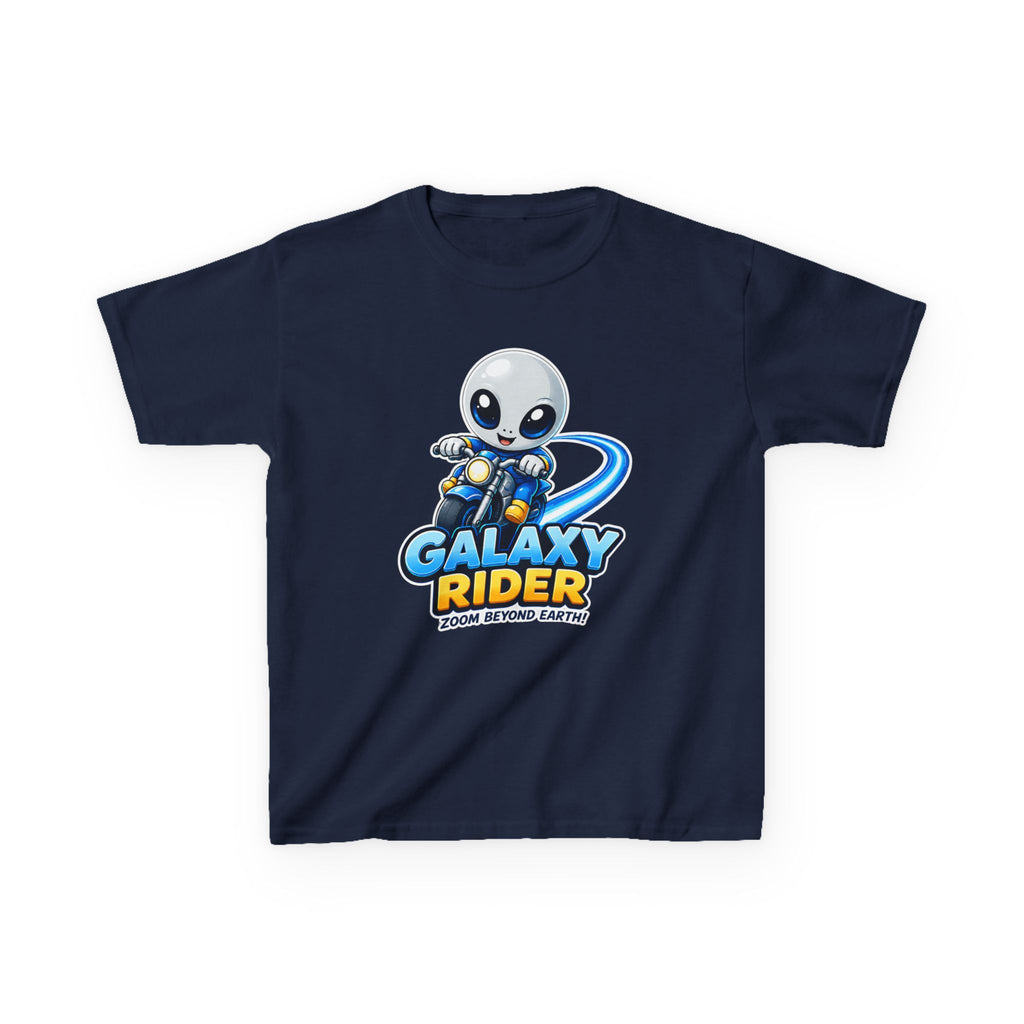 Kids Space T-Shirt — 'Galaxy Rider' Alien Scooter Cosmic Graphic Tee