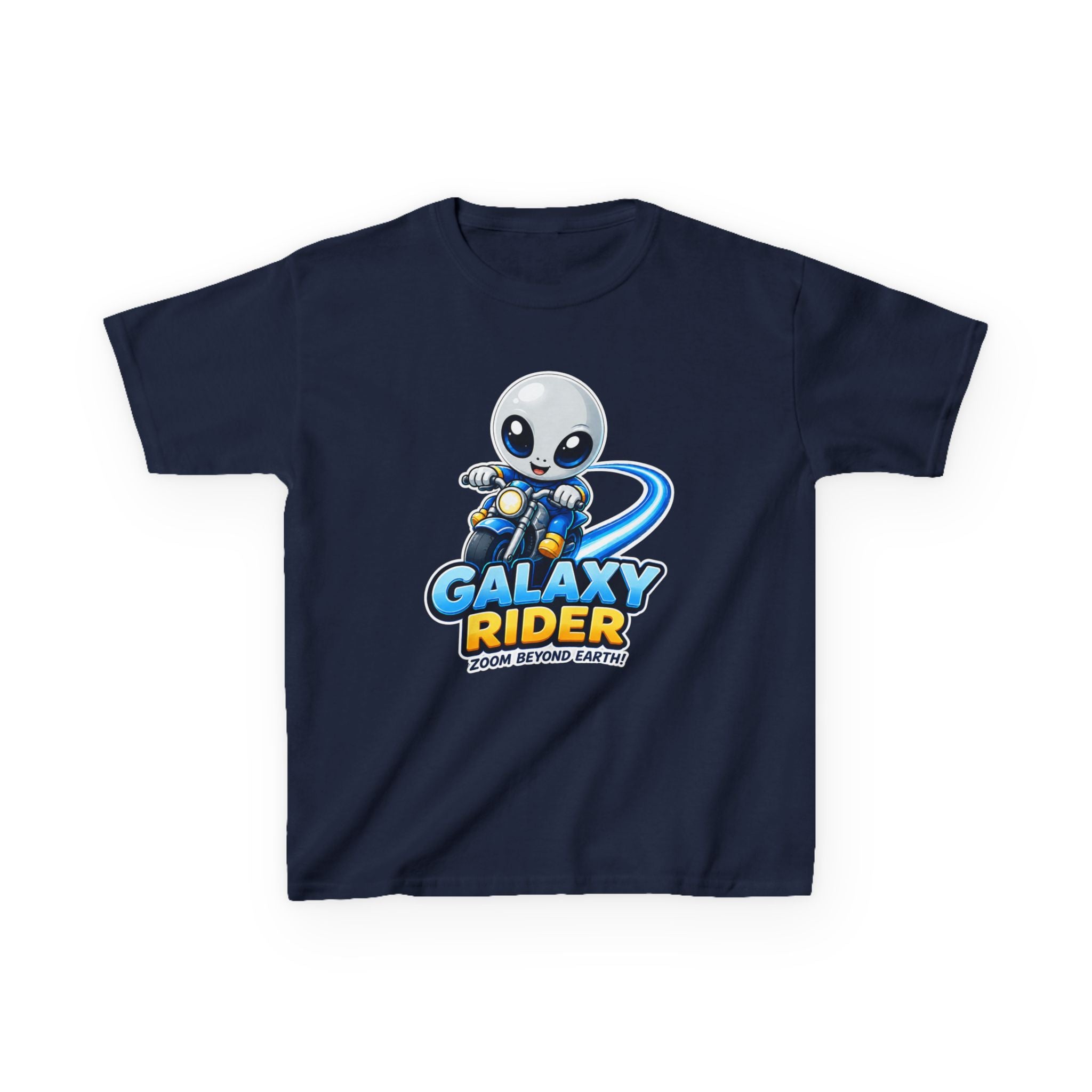 Kids Space T-Shirt — 'Galaxy Rider' Alien Scooter Cosmic Graphic Tee
