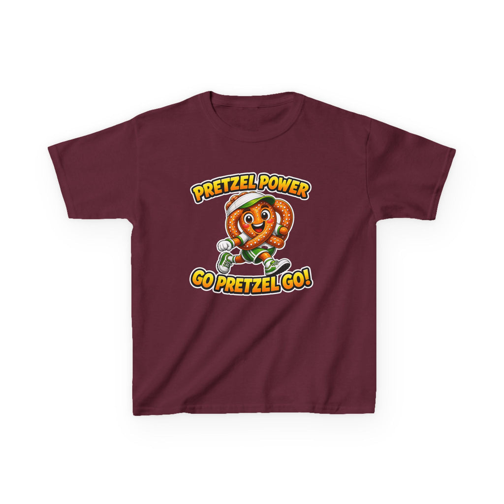 Kids Pretzel T-Shirt — 'Pretzel Power' Go Pretzel Go Cute Snack Mascot Graphic Tee