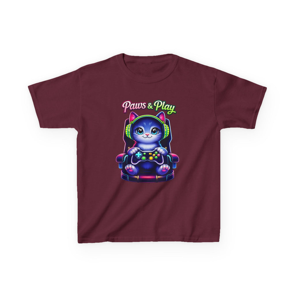 Kids Gamer T-Shirt – Cat Play & Pause Graphic Tee