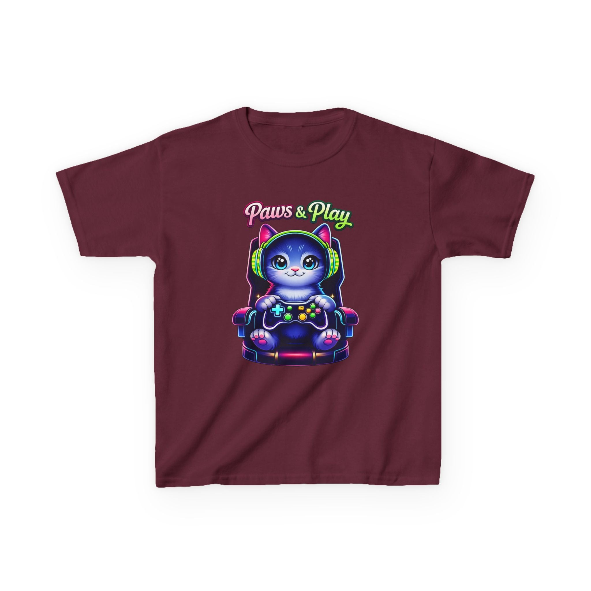 Kids Gamer T-Shirt – Cat Play & Pause Graphic Tee