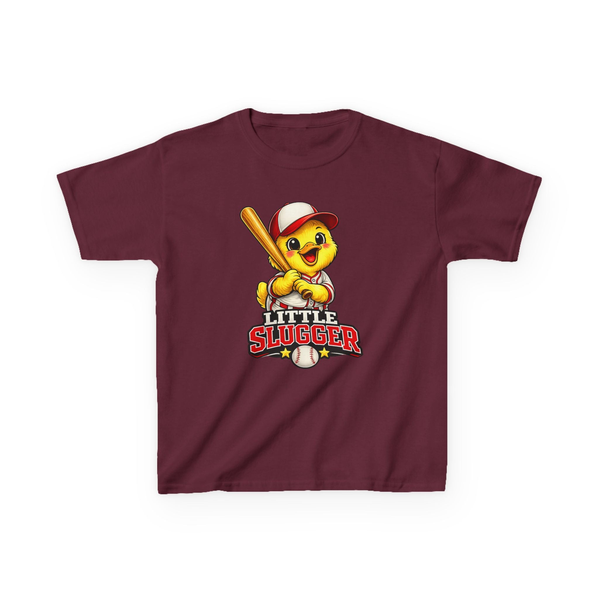 Kids Baseball T-Shirt — 'Little Slugger' Cute Baseball Chick Graphic Tee
