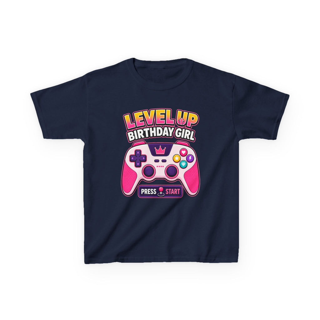 Kids Gaming T-Shirt — 'Level Up Birthday Girl' Gamer Graphic Tee