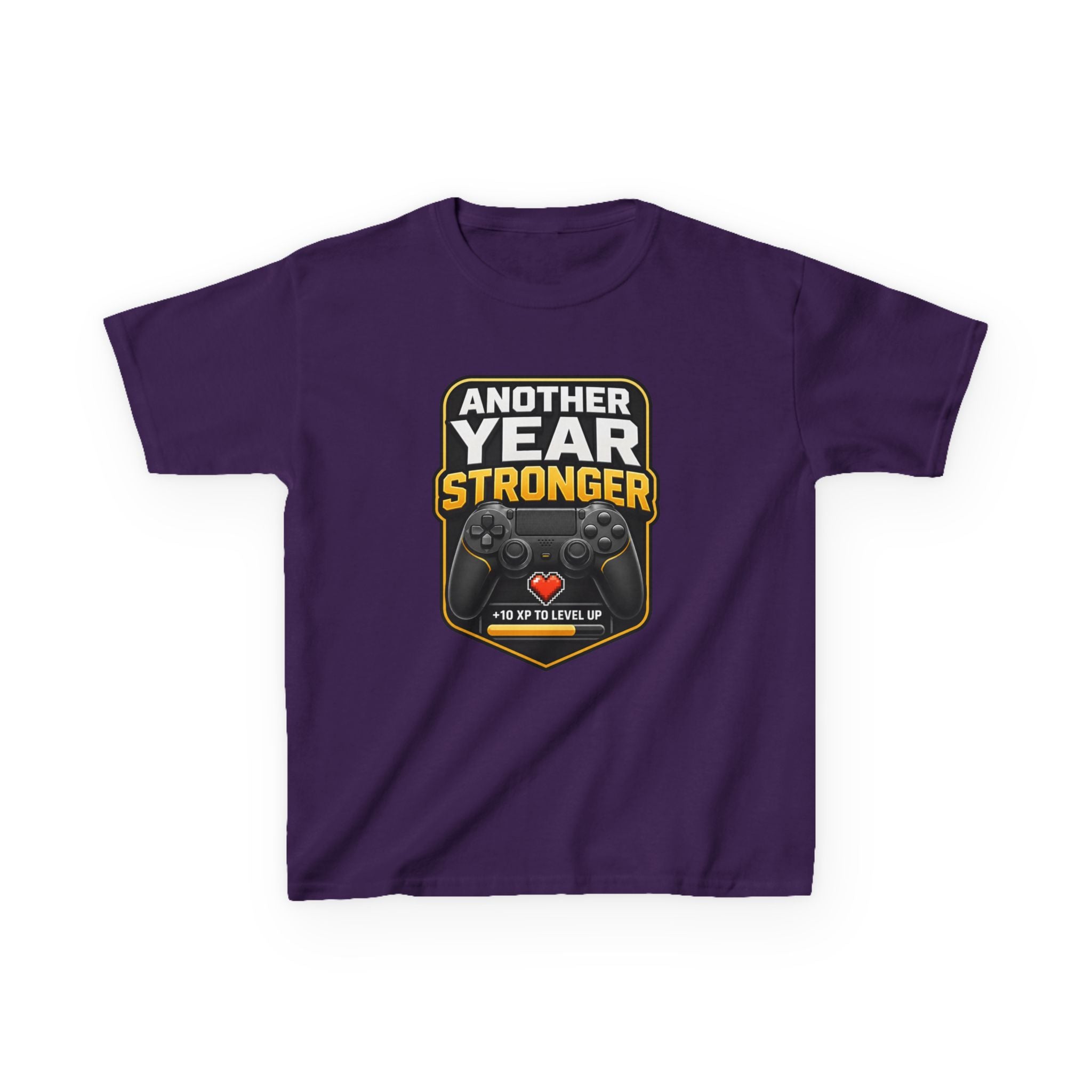 Kids Birthday T-Shirt — 'Another Year Stronger' +10 XP Level Up Graphic Tee