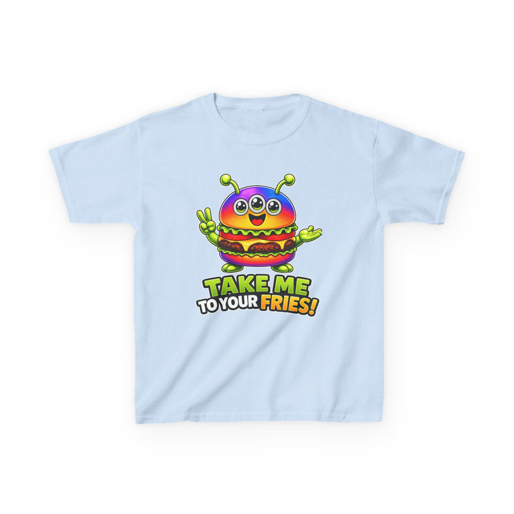 Kids Alien T-Shirt — 'Take Me to Your Fries' Cute Alien Burger Graphic Tee