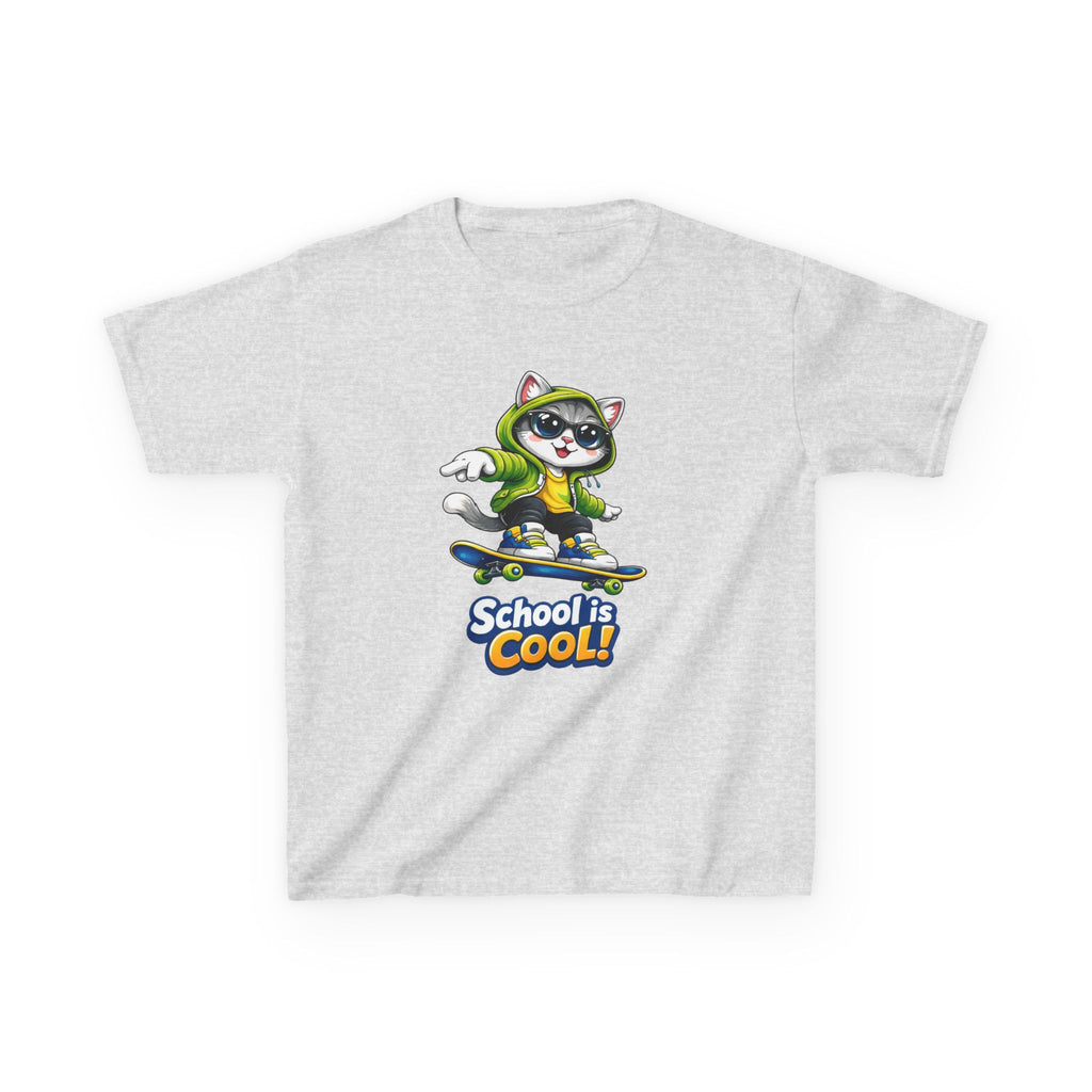 Kids Skateboard Cat T-Shirt – School is Cool Graphic Tee