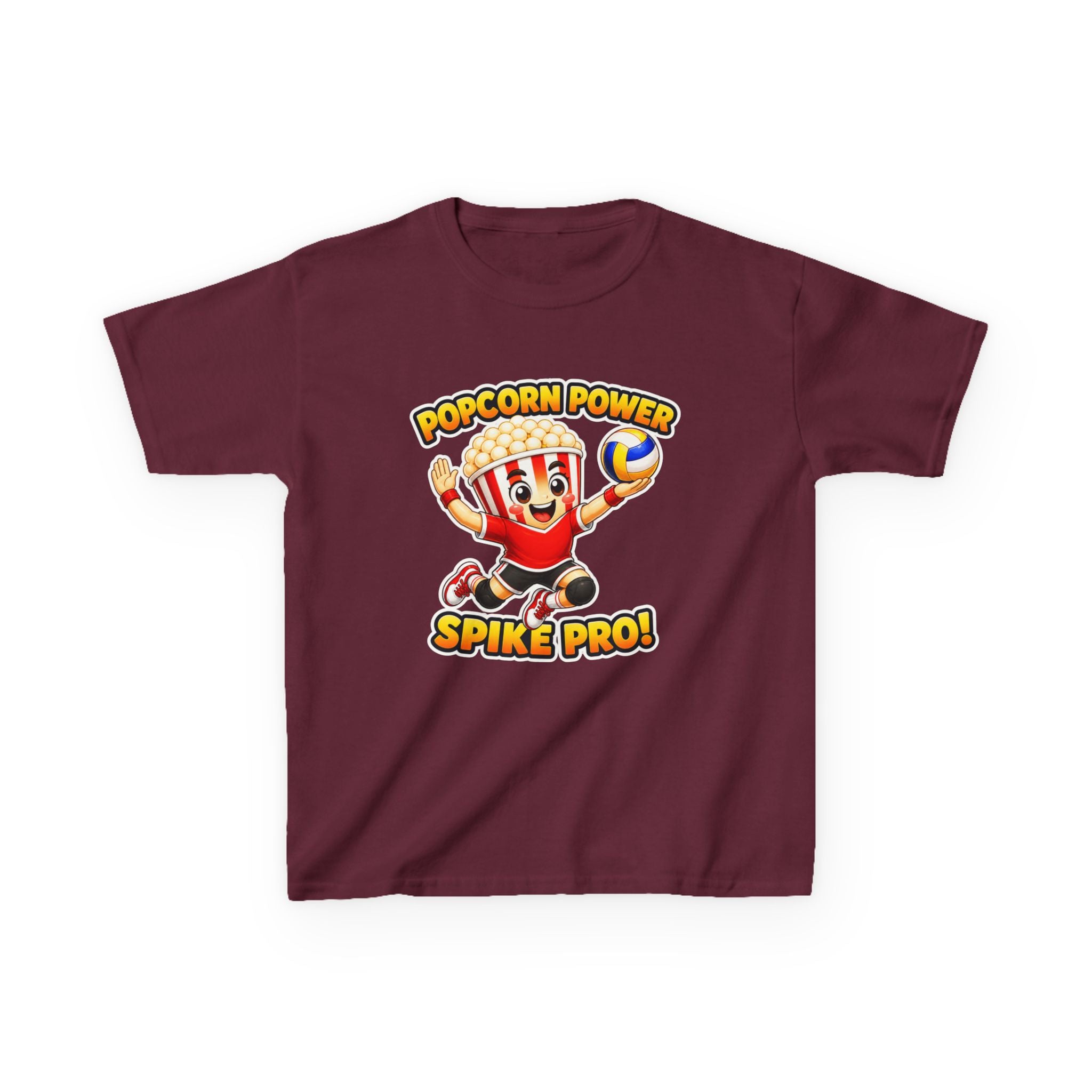 Kids Volleyball T-Shirt — 'Popcorn Power' Spike Pro Graphic Tee