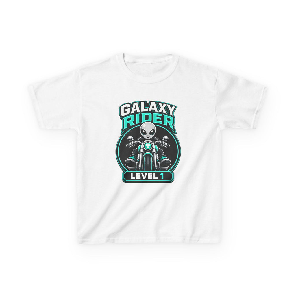 Kids Alien T-Shirt — 'Galaxy Rider Level 1' Alien Motorcycle Graphic Tee